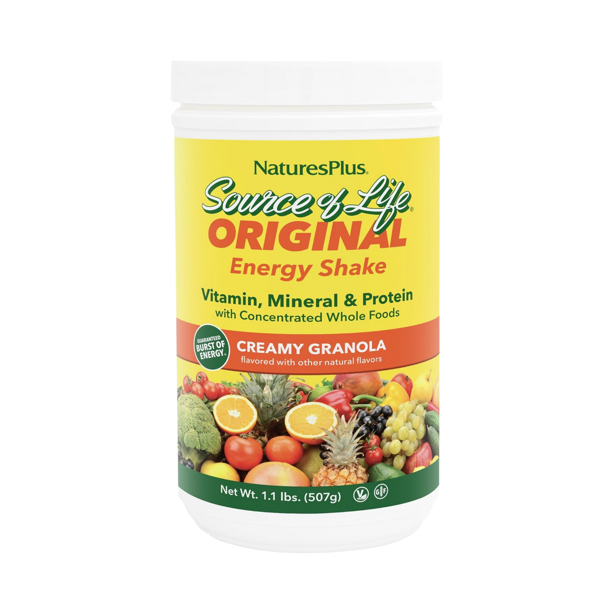 NaturesPlus, Source of Life, Original Energy Shake, Creamy Granola, 1.1 Lbs