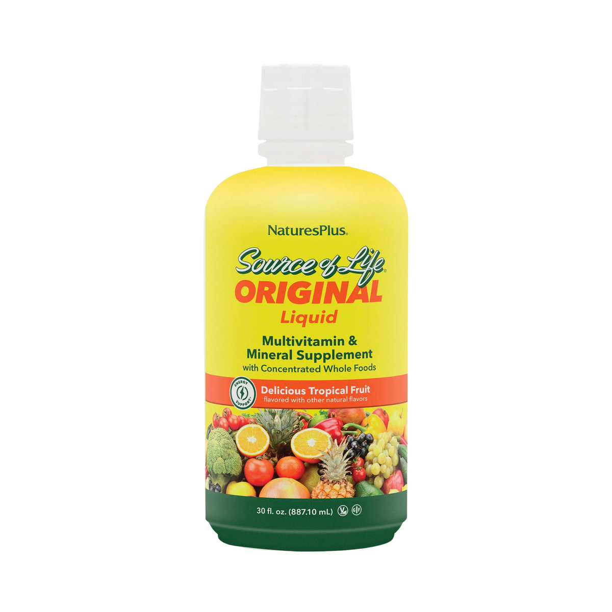 NaturesPlus, Source of Life, Liquid Multivitamin & Mineral Supplement, Tropical Fruit, 30 Fl Oz