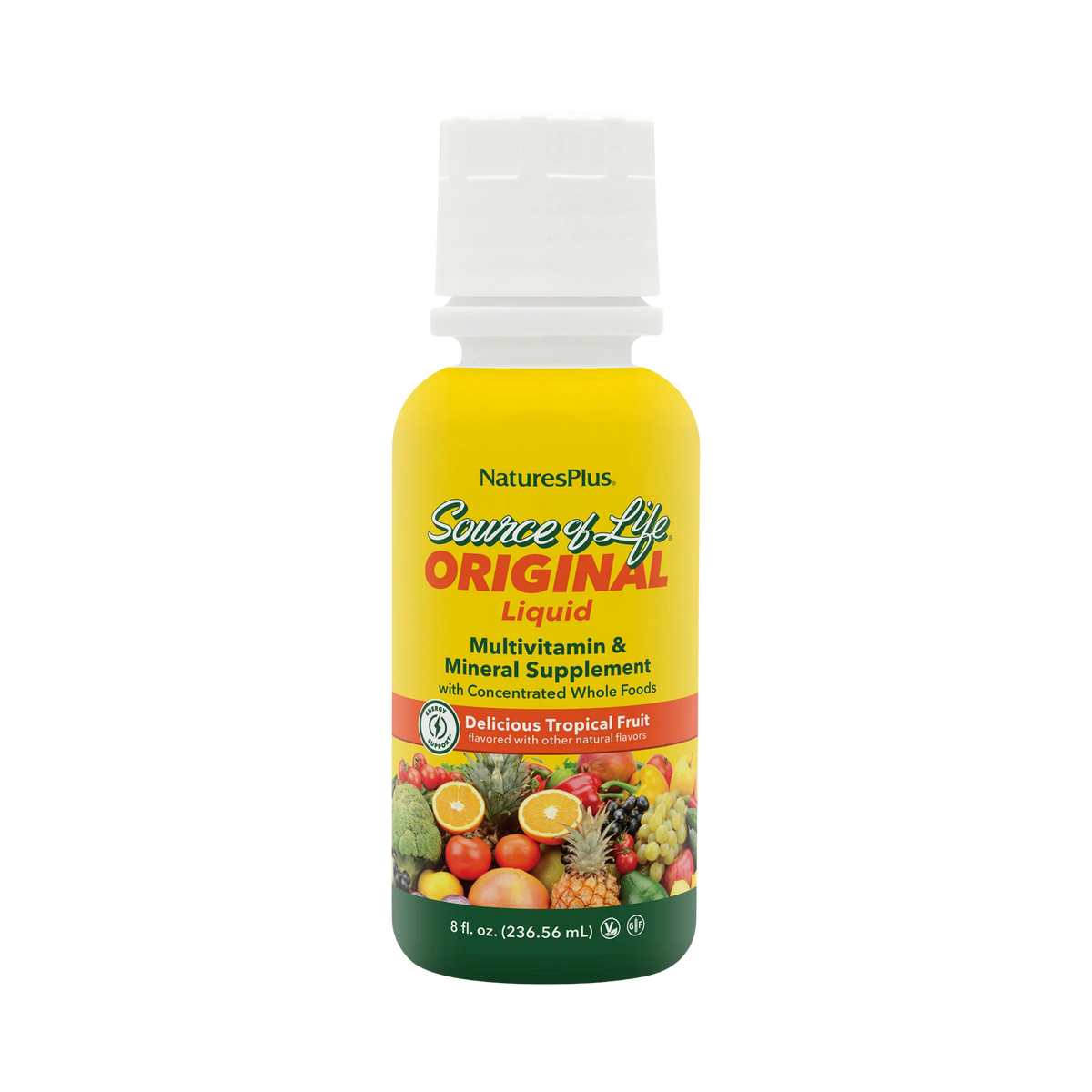 NaturesPlus, Source of Life, Original Liquid Multivitamin & Mineral Supplement, Delicious Tropical Fruit, 8 Fl Oz