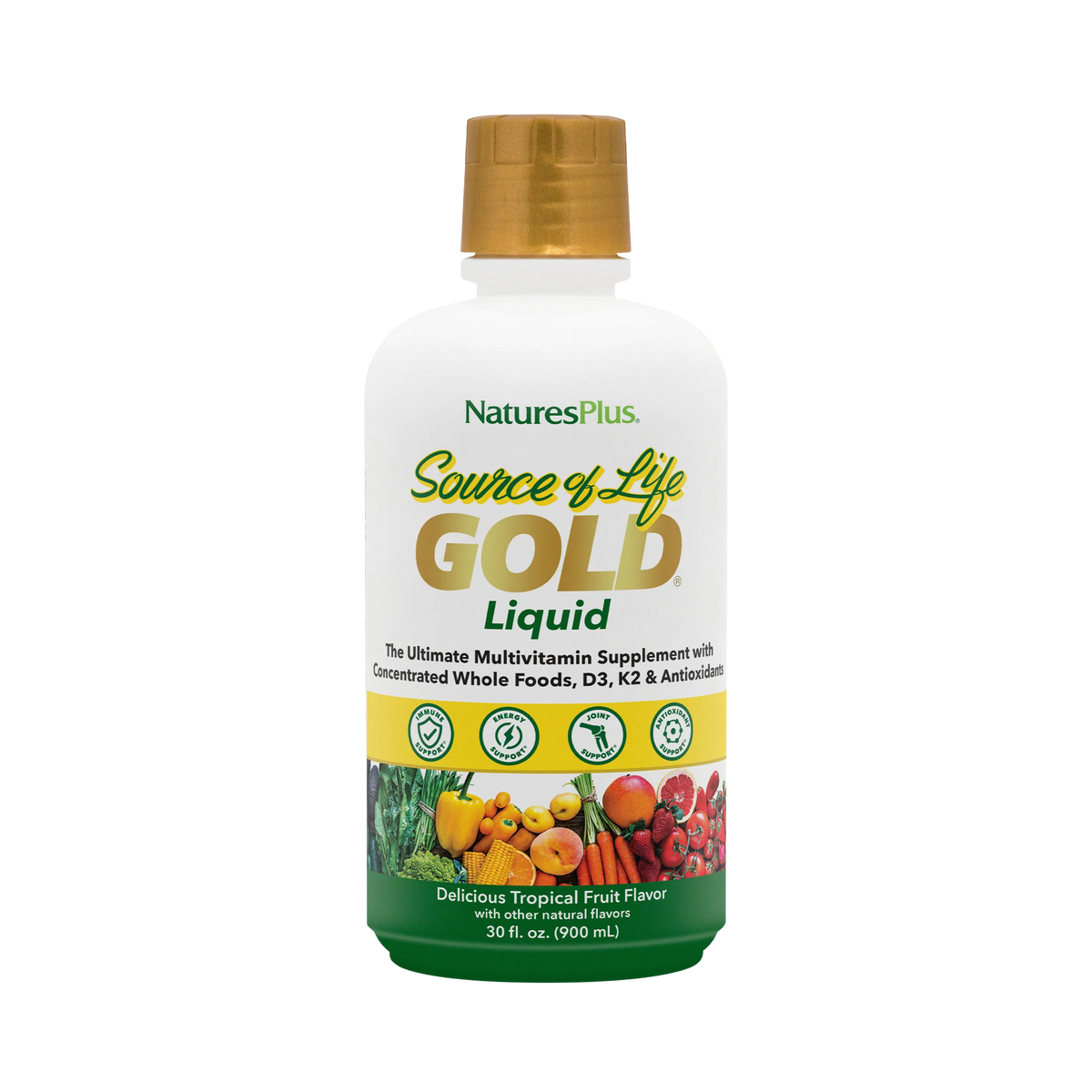 NaturesPlus, Source of Life Gold Liquid, Tropical Fruit, 30 Fl Oz