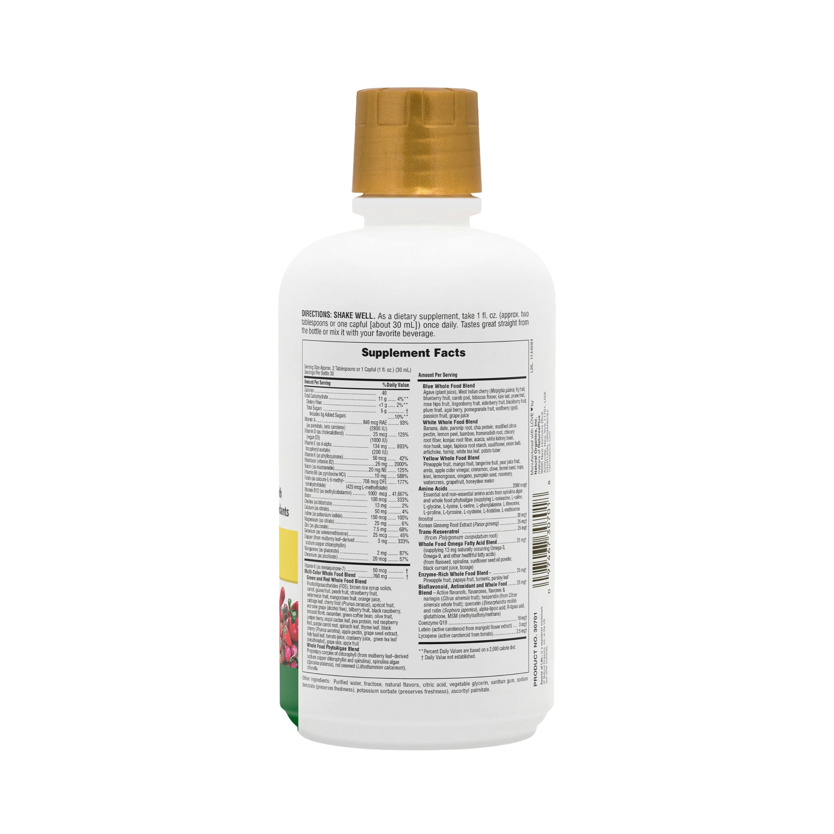 NaturesPlus, Source of Life Gold Liquid, Tropical Fruit, 30 Fl Oz