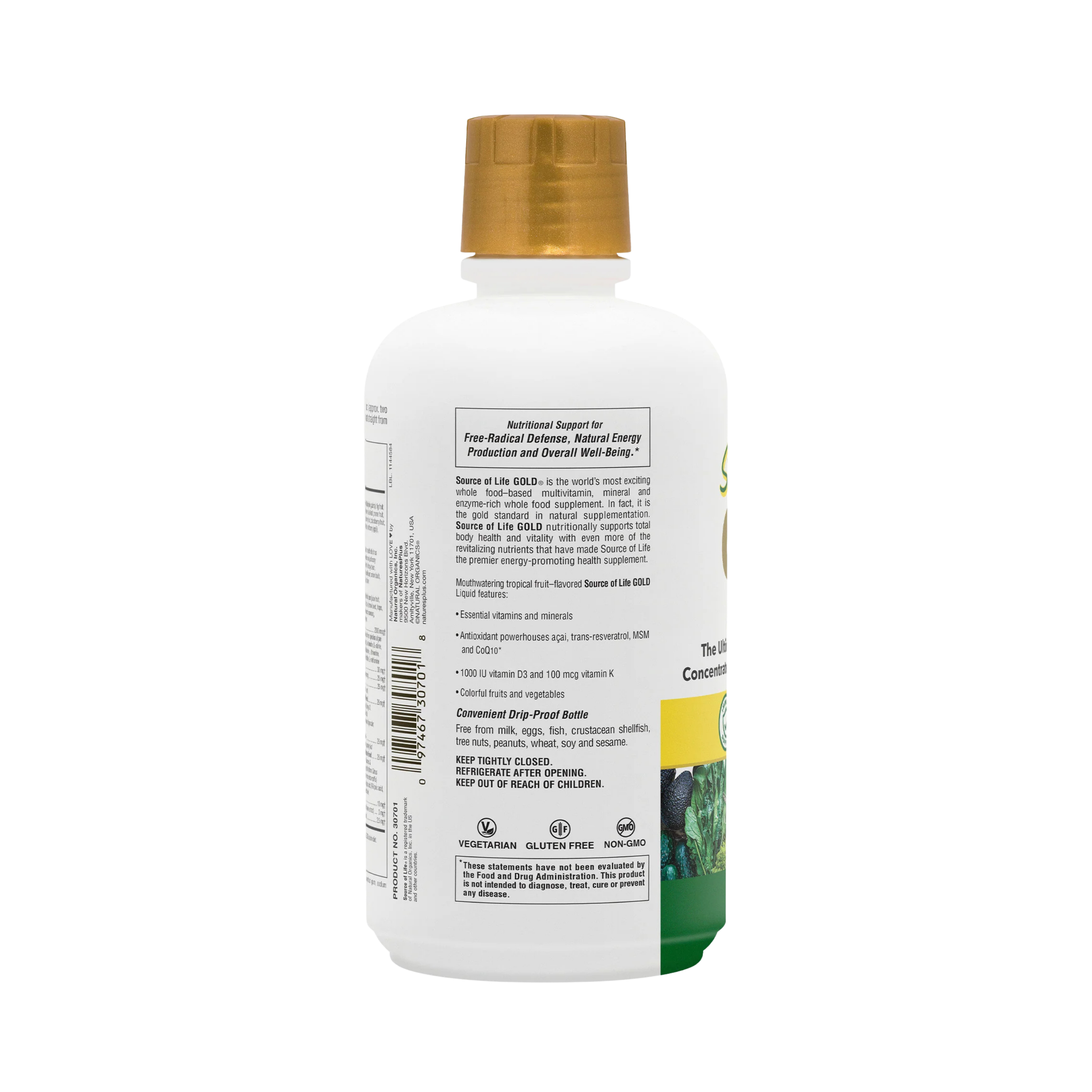 NaturesPlus, Source of Life Gold Liquid, Tropical Fruit, 30 Fl Oz