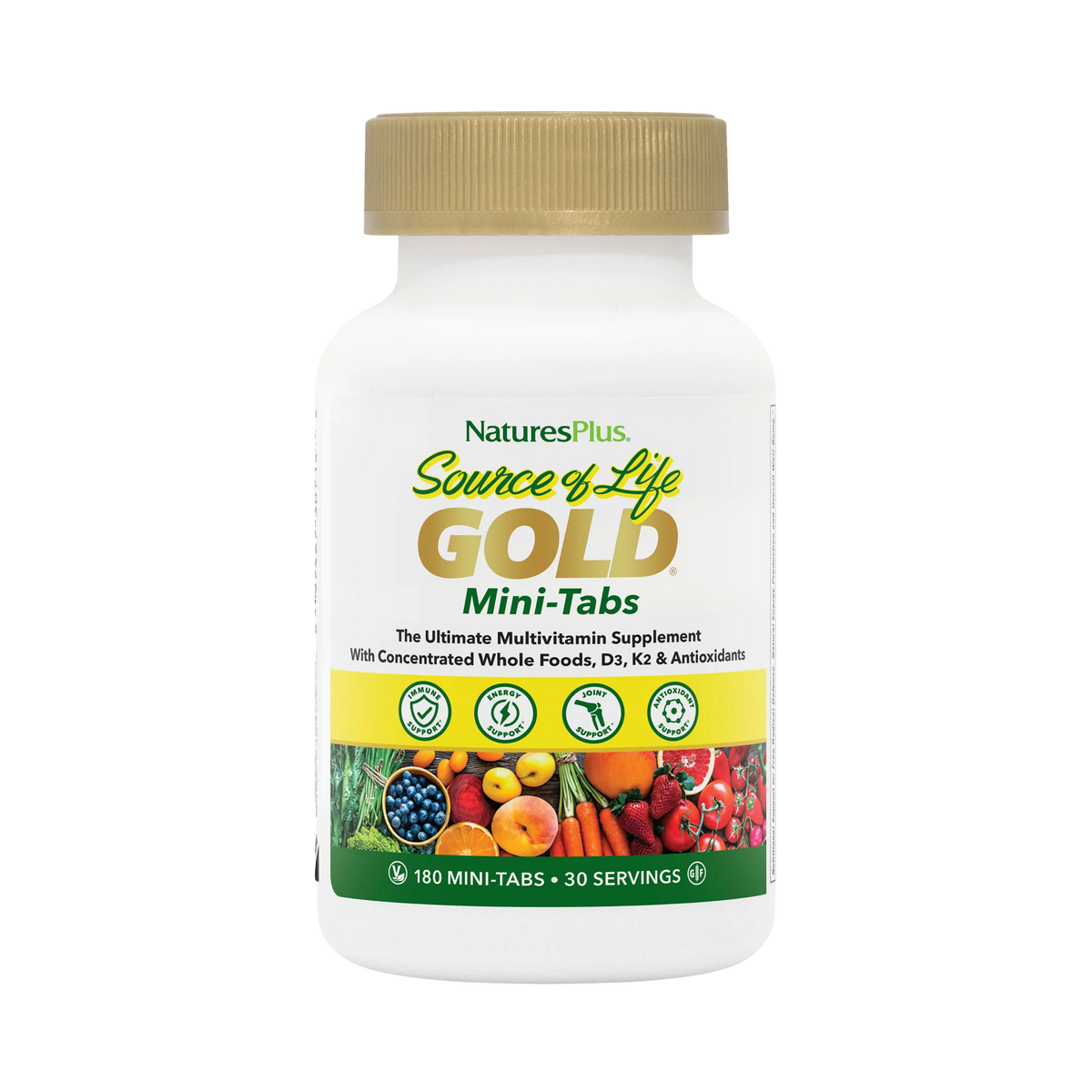 NaturesPlus, Source of Life, Gold, The Ultimate Multivitamin Supplement, 180 Mini-Tabs