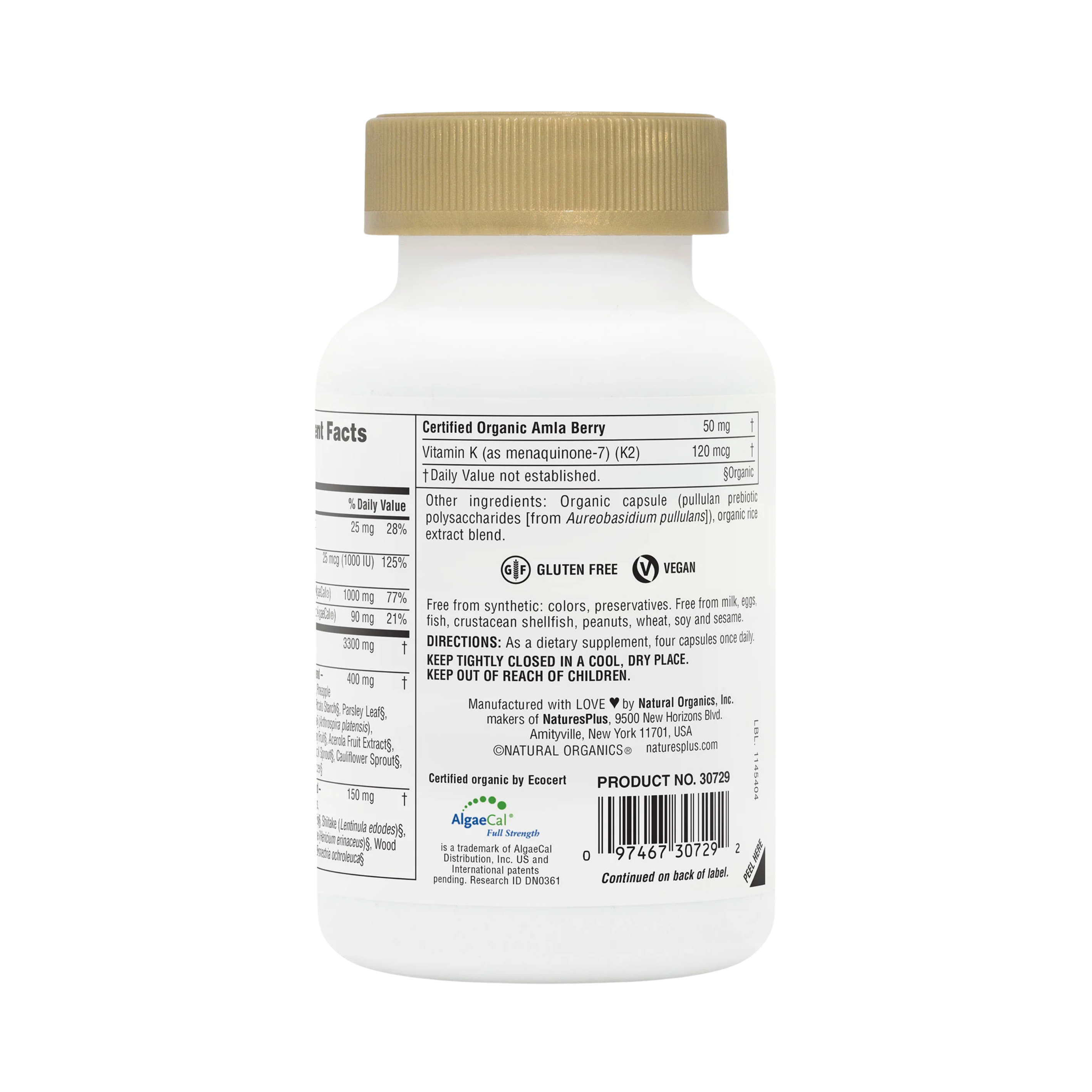 NaturesPlus, Source of Life Garden, Organic Bone Support, 120 Vegan Capsules