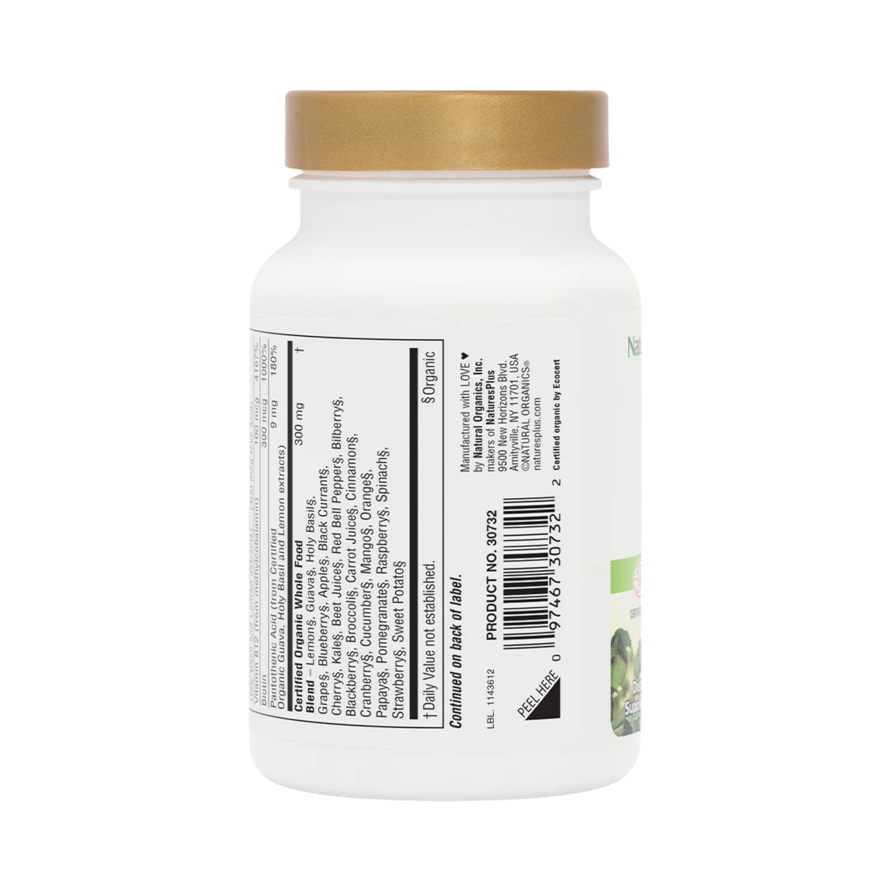 NaturesPlus, Source of Life Garden, Organic B-Complex, 60 Vegan Capsules