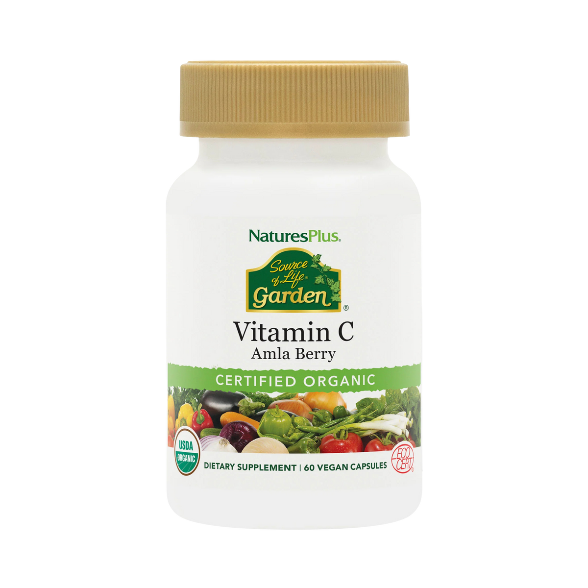 NaturesPlus, Source of Life Garden, Vitamin C, 60 Vegan Capsules