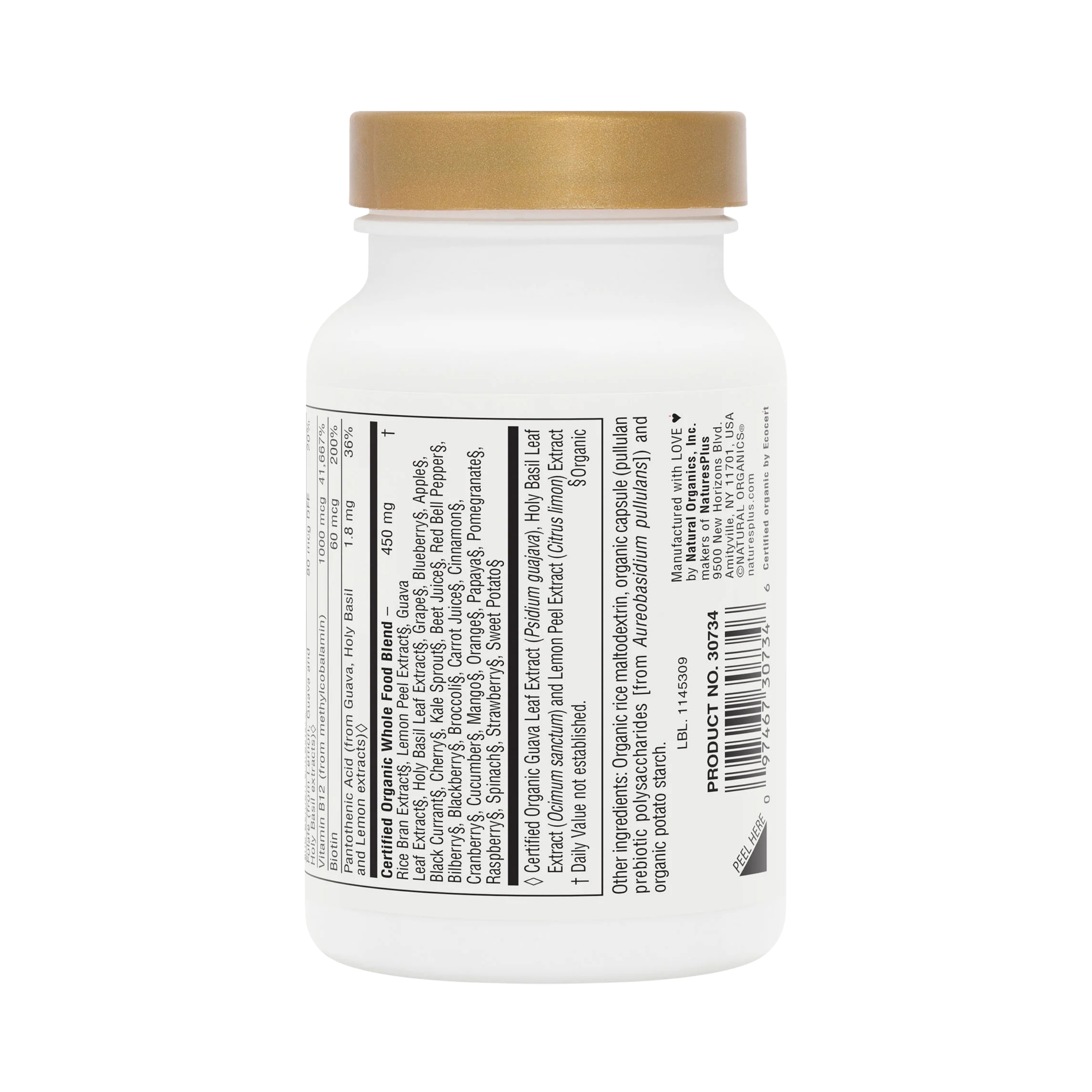 NaturesPlus, Source of Life Garden, Certified Organic Vitamin B12, 60 Vegan Capsules