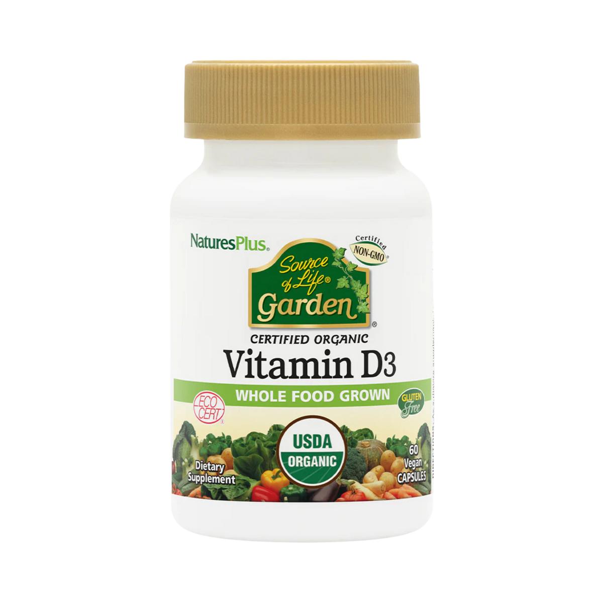 NaturesPlus, Source of Life, Garden, Organic Vitamin D3, 60 Vegan Capsules