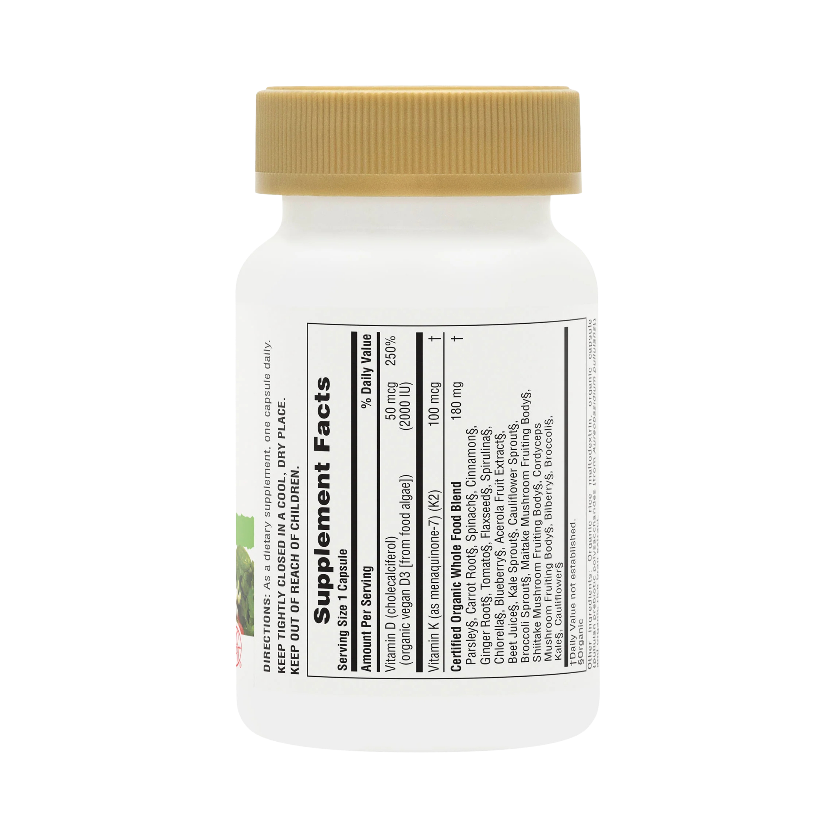 NaturesPlus, Source of Life Garden, Vit D3 & K2, 60 Vegan Capsules