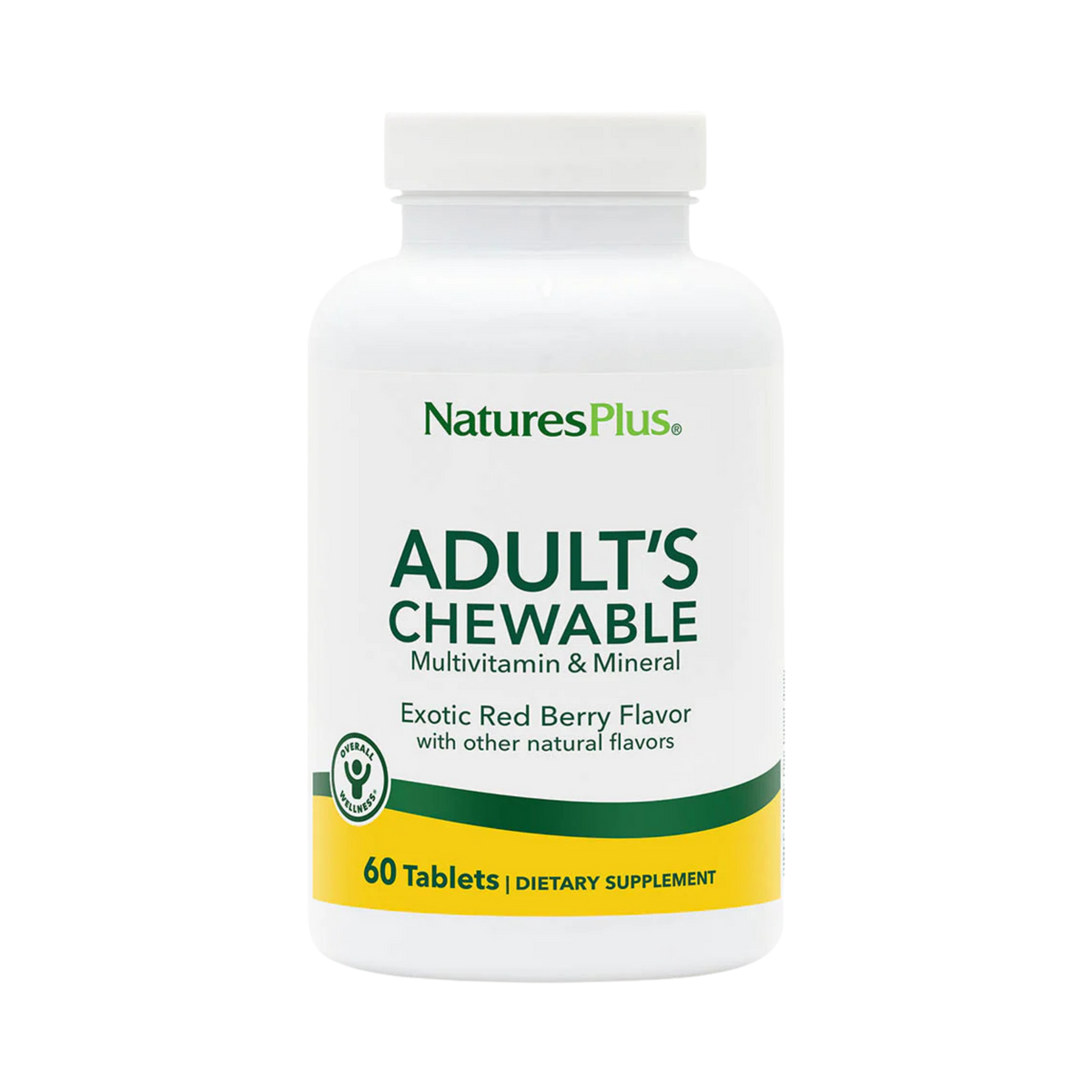 NaturesPlus, Adult's Chewable Multivitamin & Mineral, Exotic Red Berry, 60 Tablets