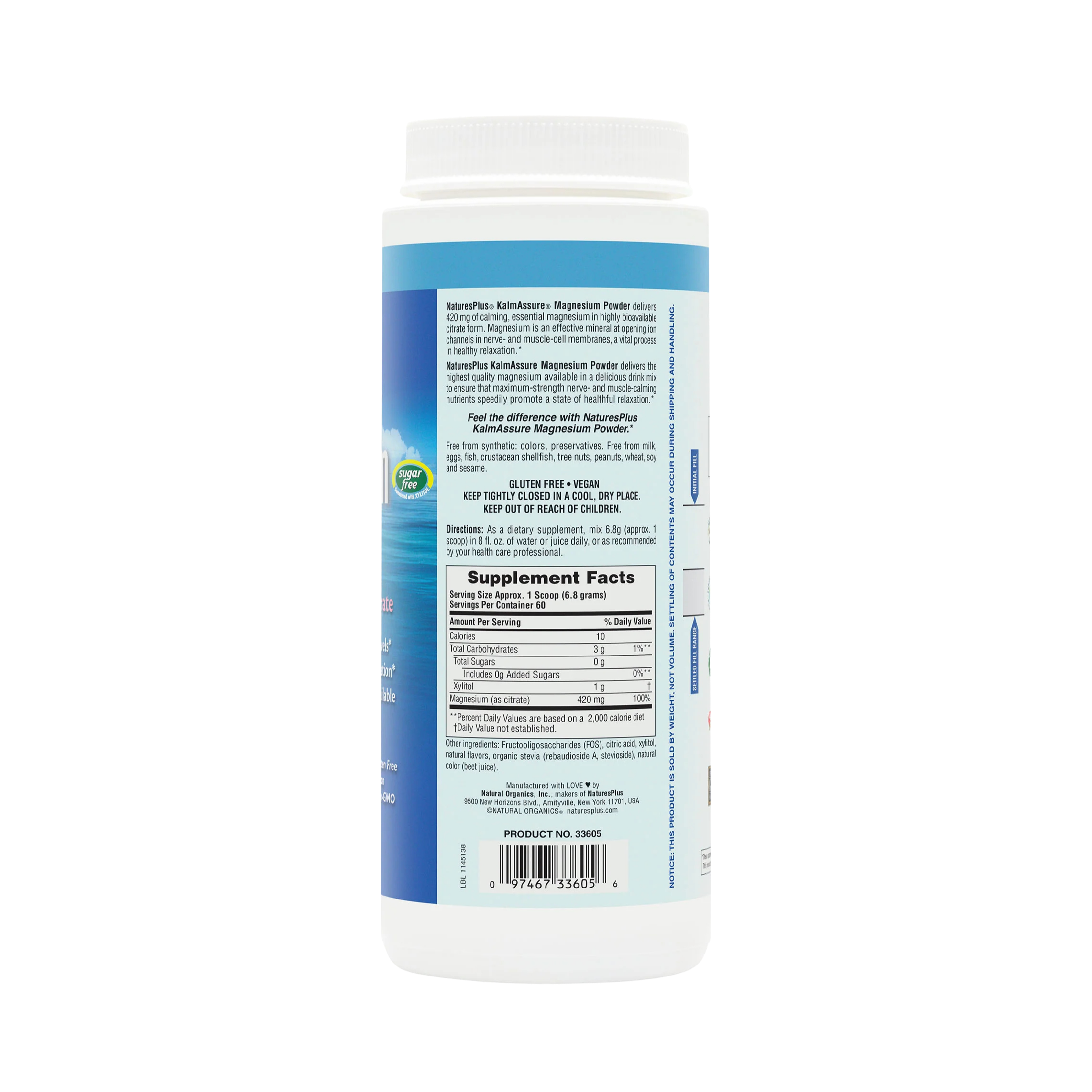 NaturesPlus, Kalmassure Magnesium Powder, Refreshing Pink Lemonade, 0.9 Lb