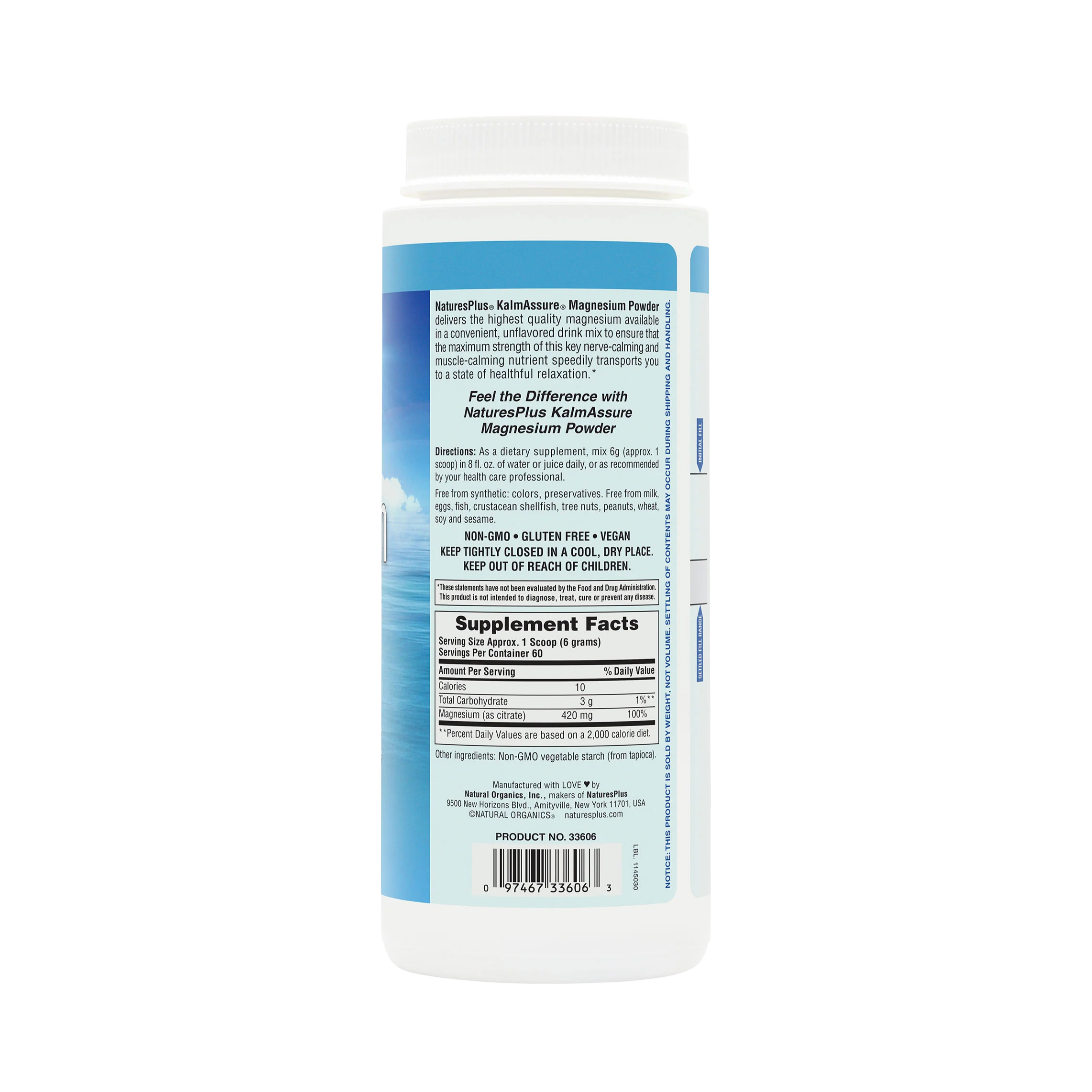NaturesPlus, KalmAssure Magnesium Powder, Unflavored, 0.8 Lb