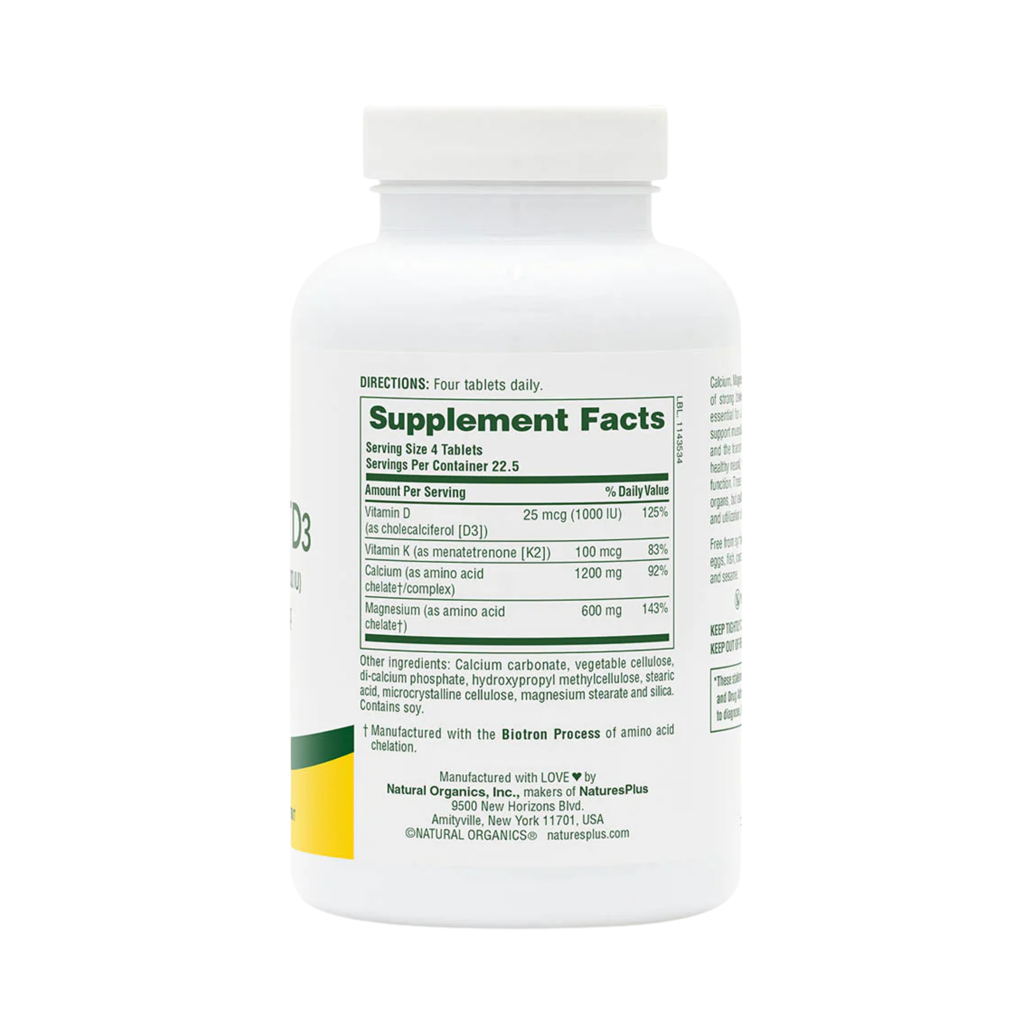 NaturesPlus, Cal/Mag/Vit D3 with Vitamin K2, 90 Tablets