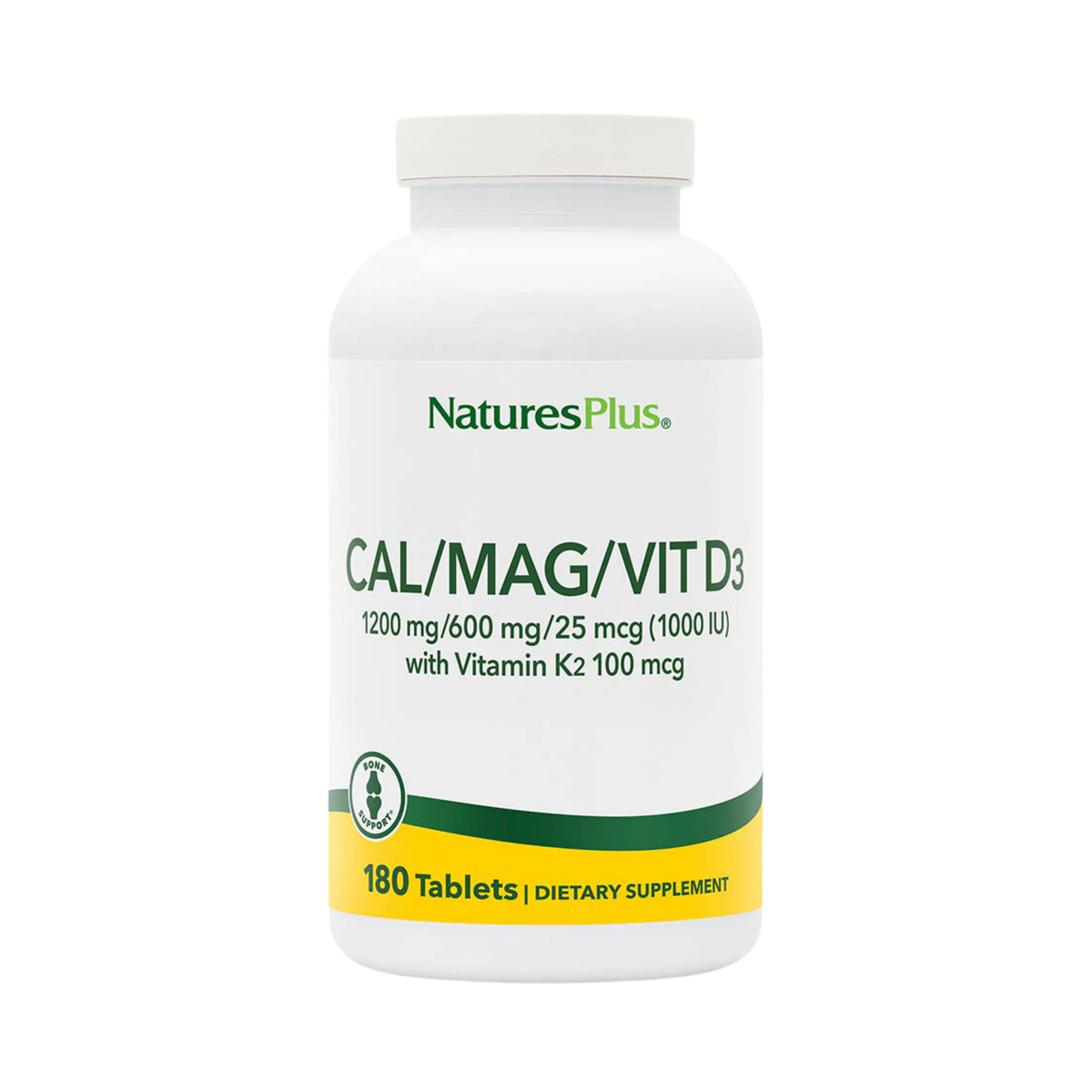 NaturesPlus, Cal/Mag/Vit D3 with Vitamin K2, 180 Tablets
