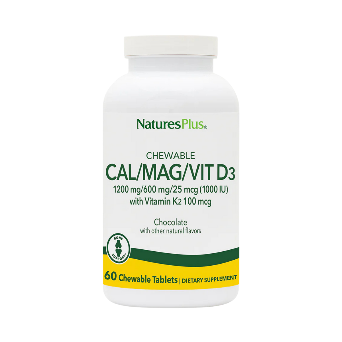 NaturesPlus, Chewable Cal/Mag/Vit D3, Chocolate, 60 Chewable Tablets