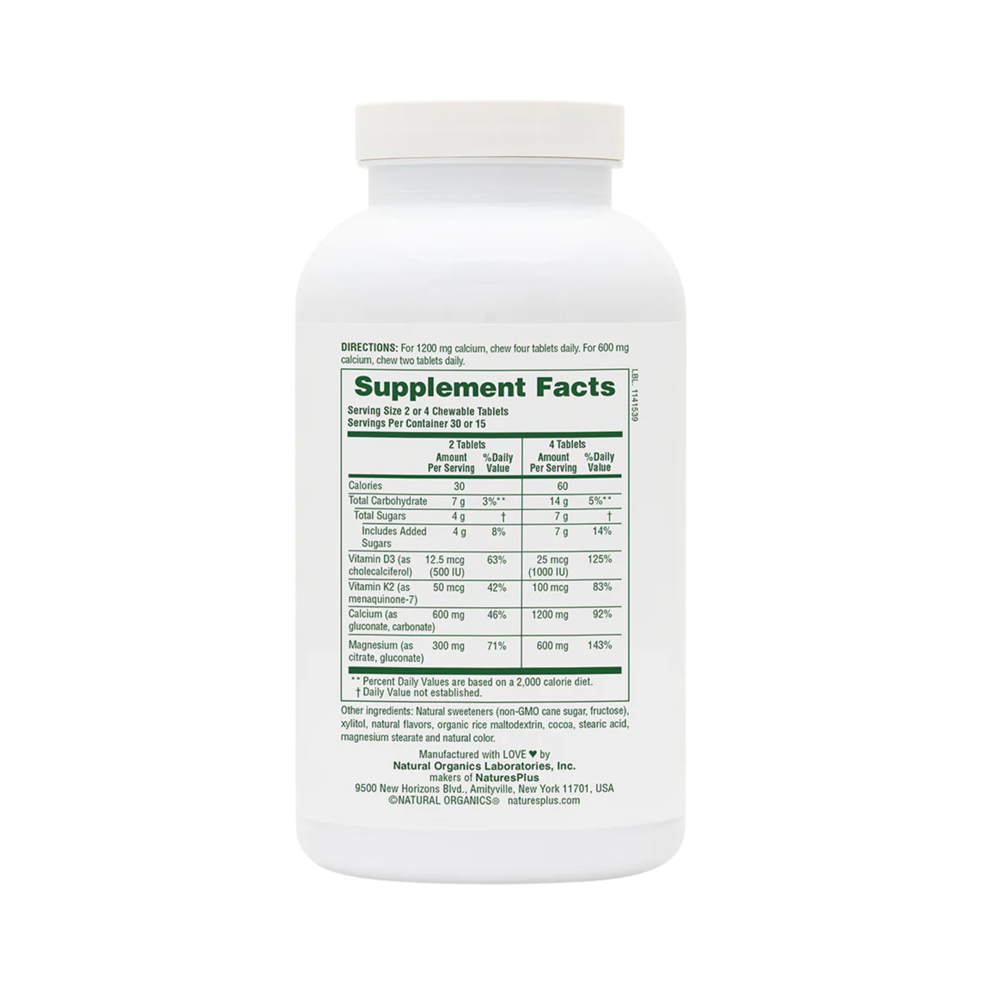 NaturesPlus, Chewable Cal/Mag/Vit D3, Chocolate, 60 Chewable Tablets