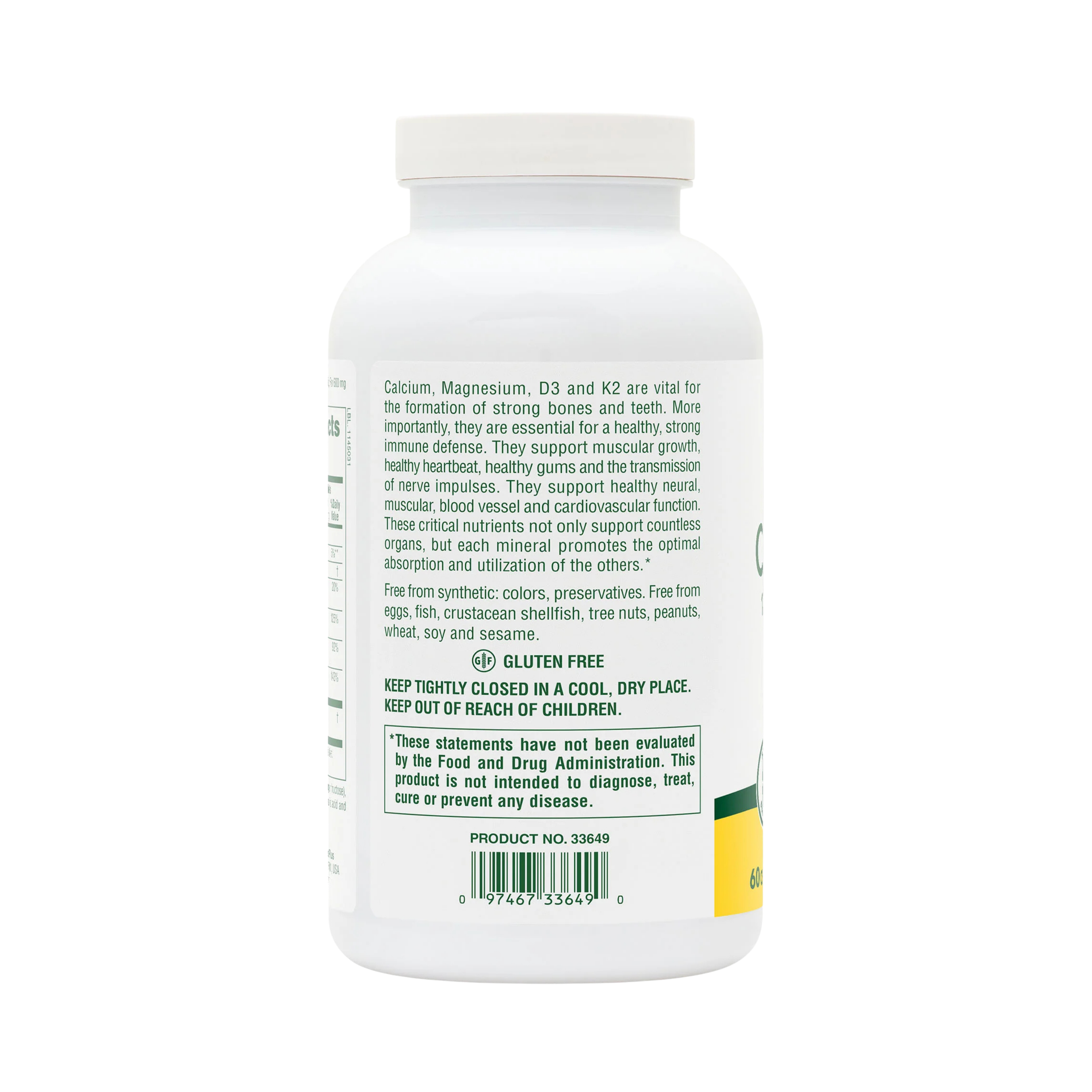 NaturesPlus, Chewable Cal/Mag/Vit D3 with Vitamin K2, Vanilla, 60 Chewable Tablets