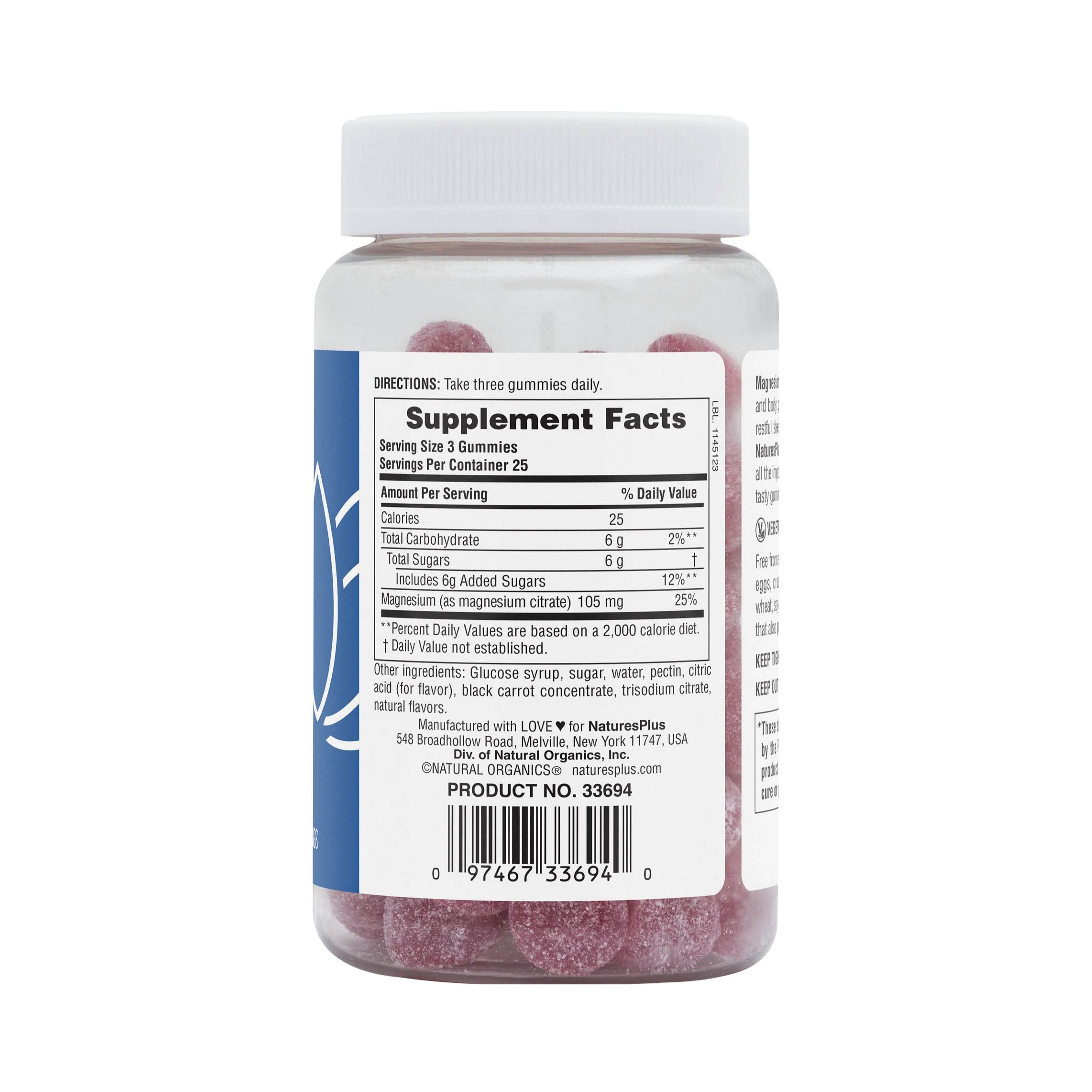 NaturesPlus, Magnesium Citrate, Raspberry, 75 Gummies
