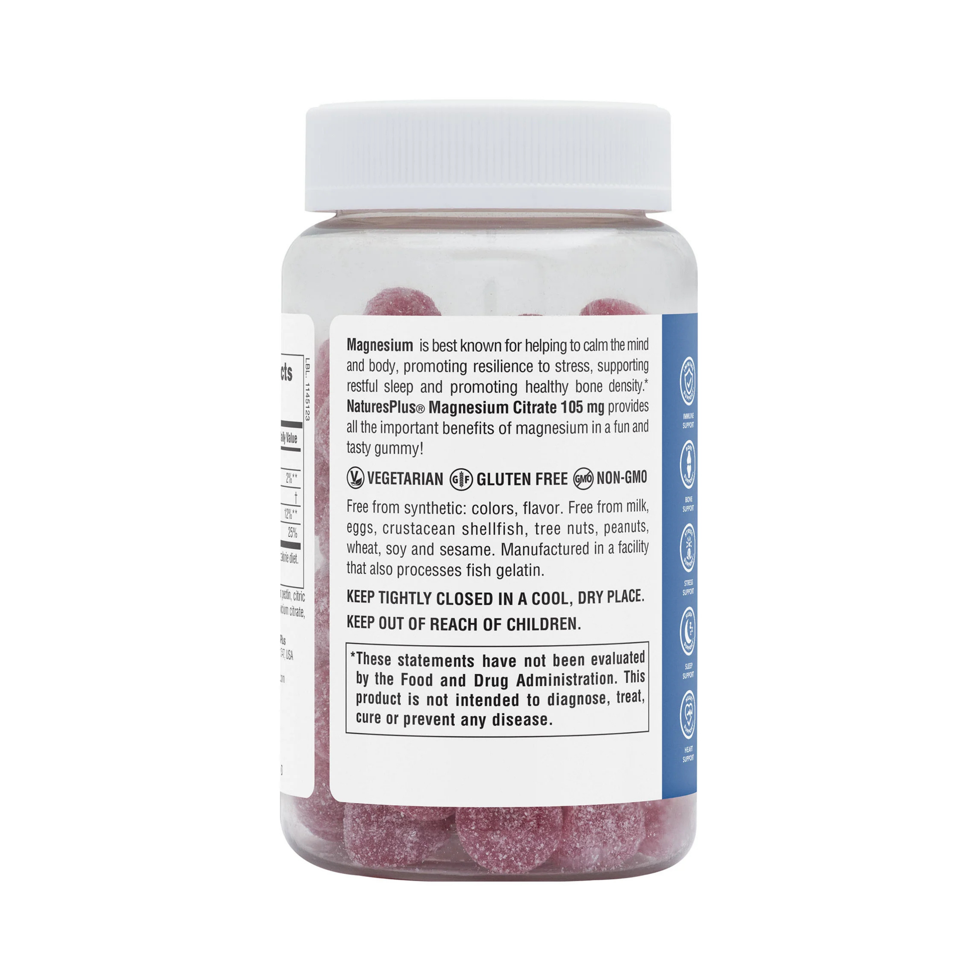 NaturesPlus, Magnesium Citrate, Raspberry, 75 Gummies