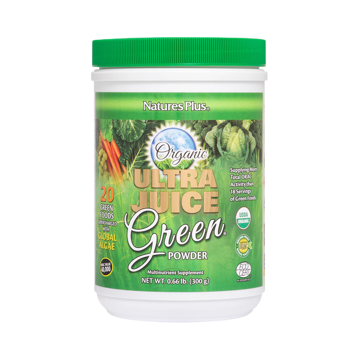 NaturesPlus, Organic Ultra Juice Green Powder, 0.66 Lb