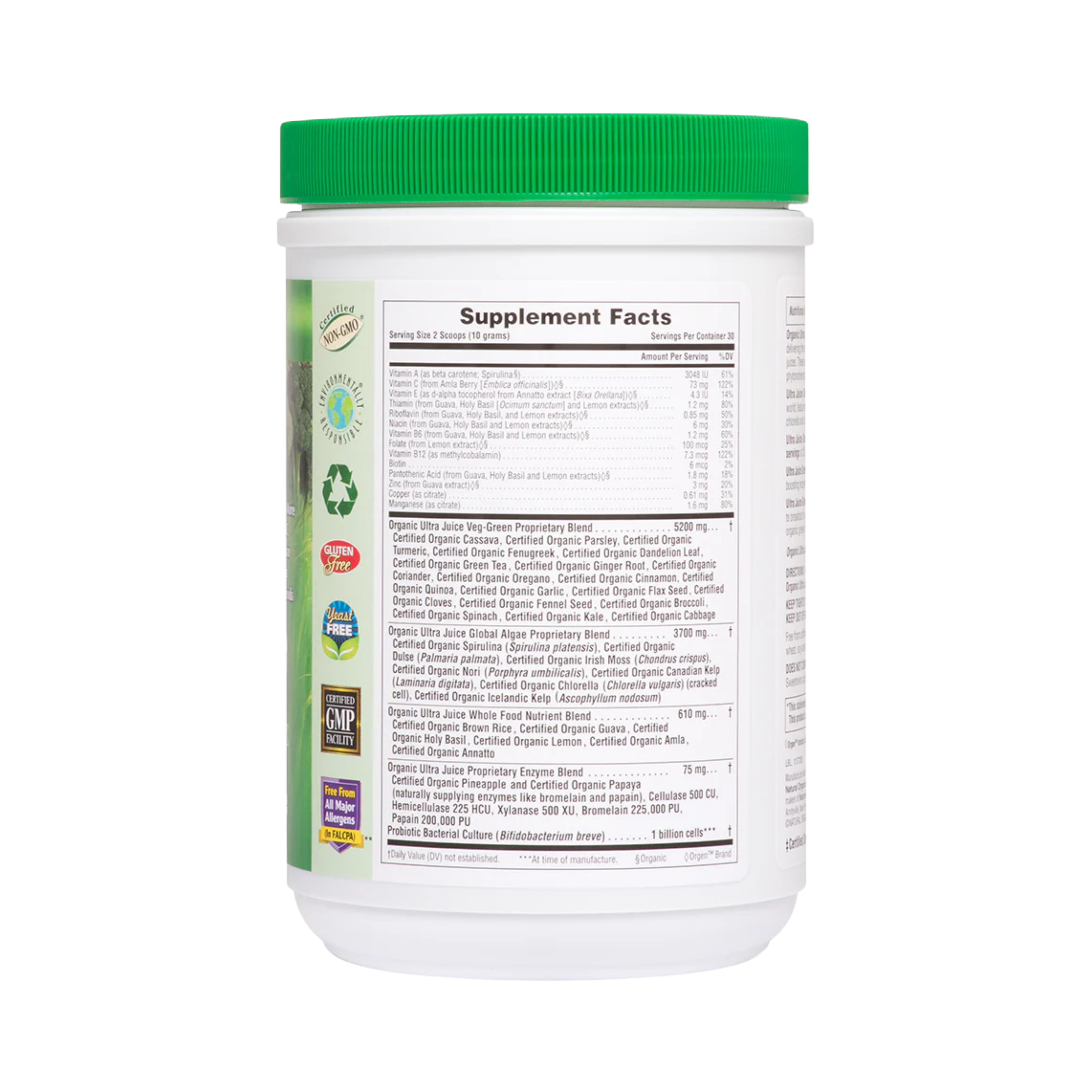 NaturesPlus, Organic Ultra Juice Green Powder, 0.66 Lb
