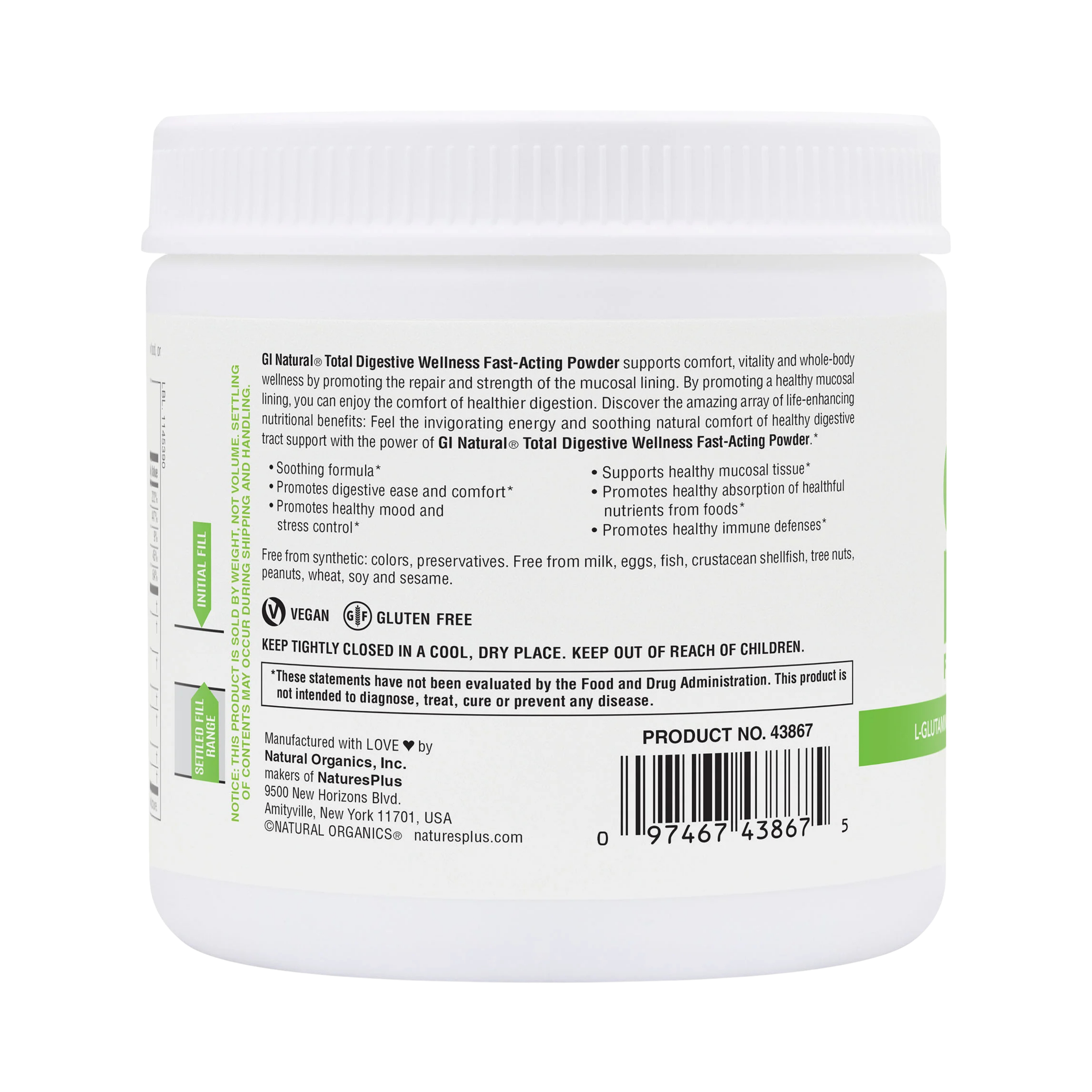 NaturesPlus, GI Natural Fast-Acting Powder, 0.38 Lb