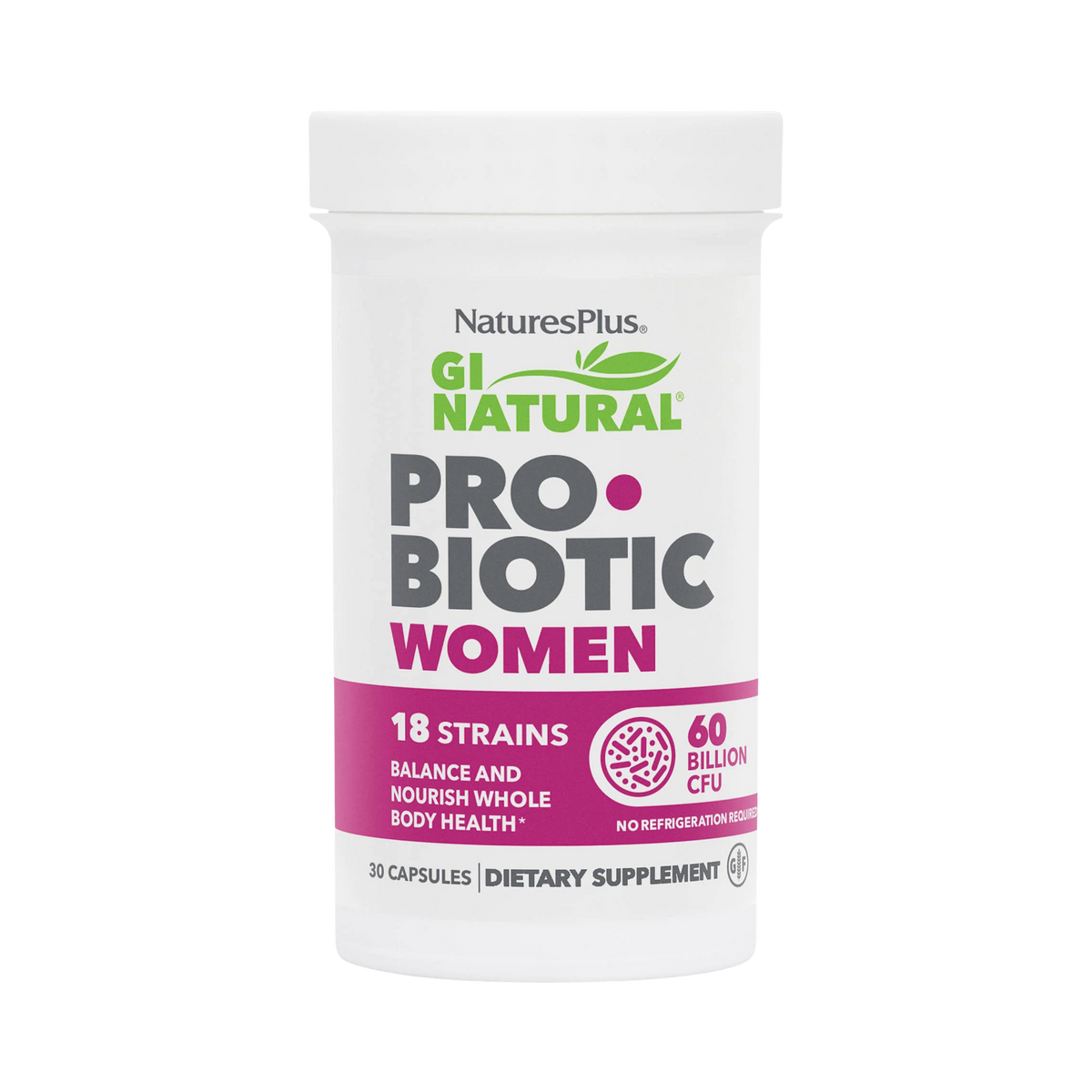 NaturesPlus, GI Natural Probiotic Women, 60 Billion CFU, 30 Capsules