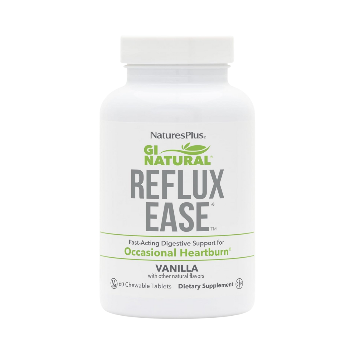 NaturesPlus, Gi Natural, Reflux Ease, Vanila, 60 Chewable Tablets