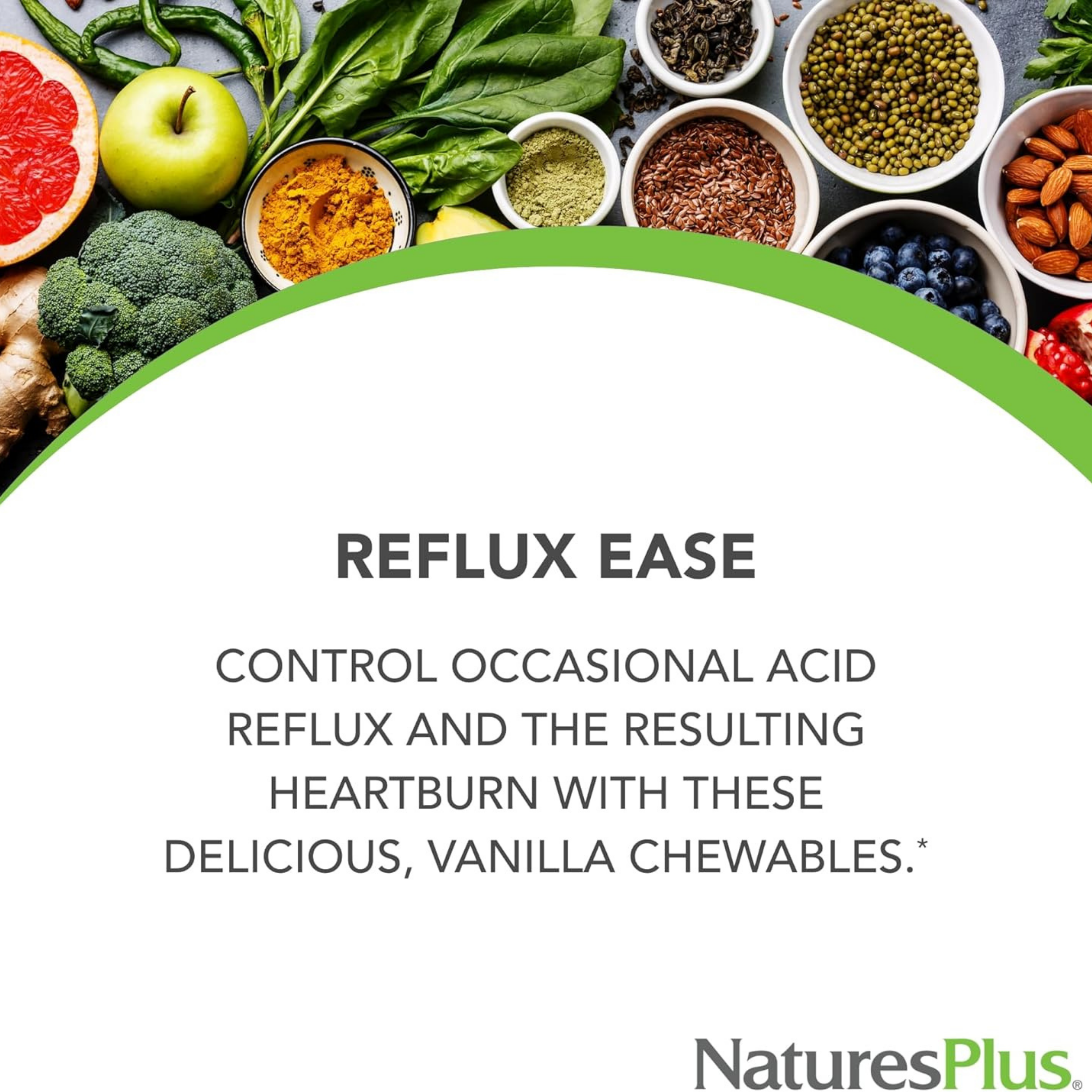 NaturesPlus, Gi Natural, Reflux Ease, Vanila, 60 Chewable Tablets