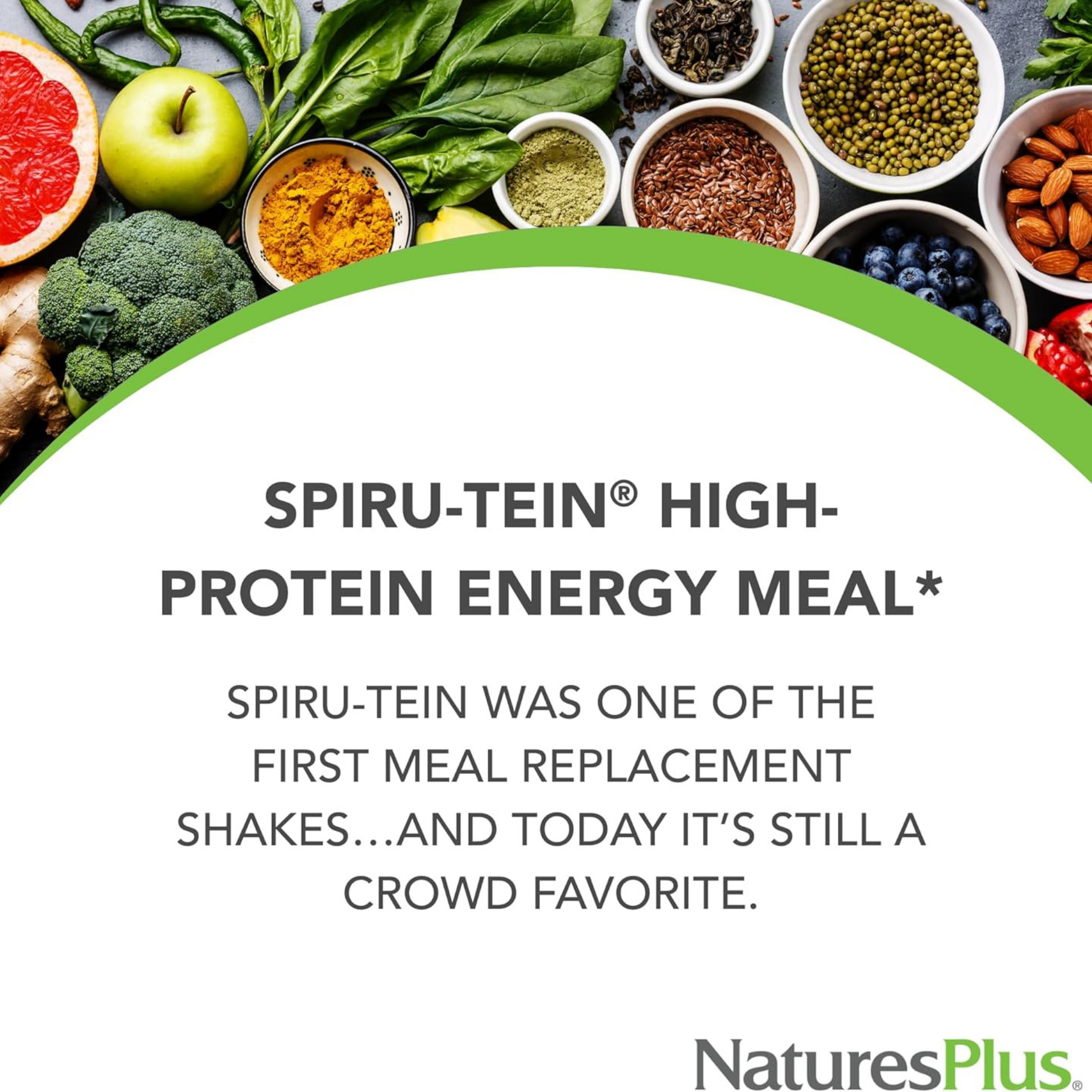 NaturesPlus, Spiru-Tein, Protein Powder Meal, Unsweetened, Vanilla, 1.62 Lbs