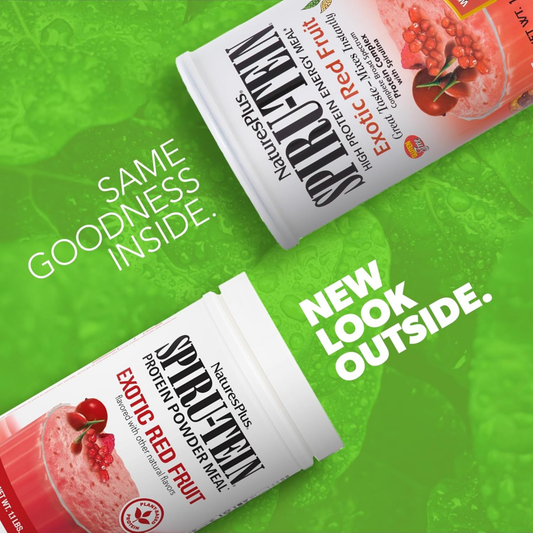 NaturesPlus, Spiru-Tein, Protein Powder Meal, Exotic Red Fruit, 1.1 Lbs