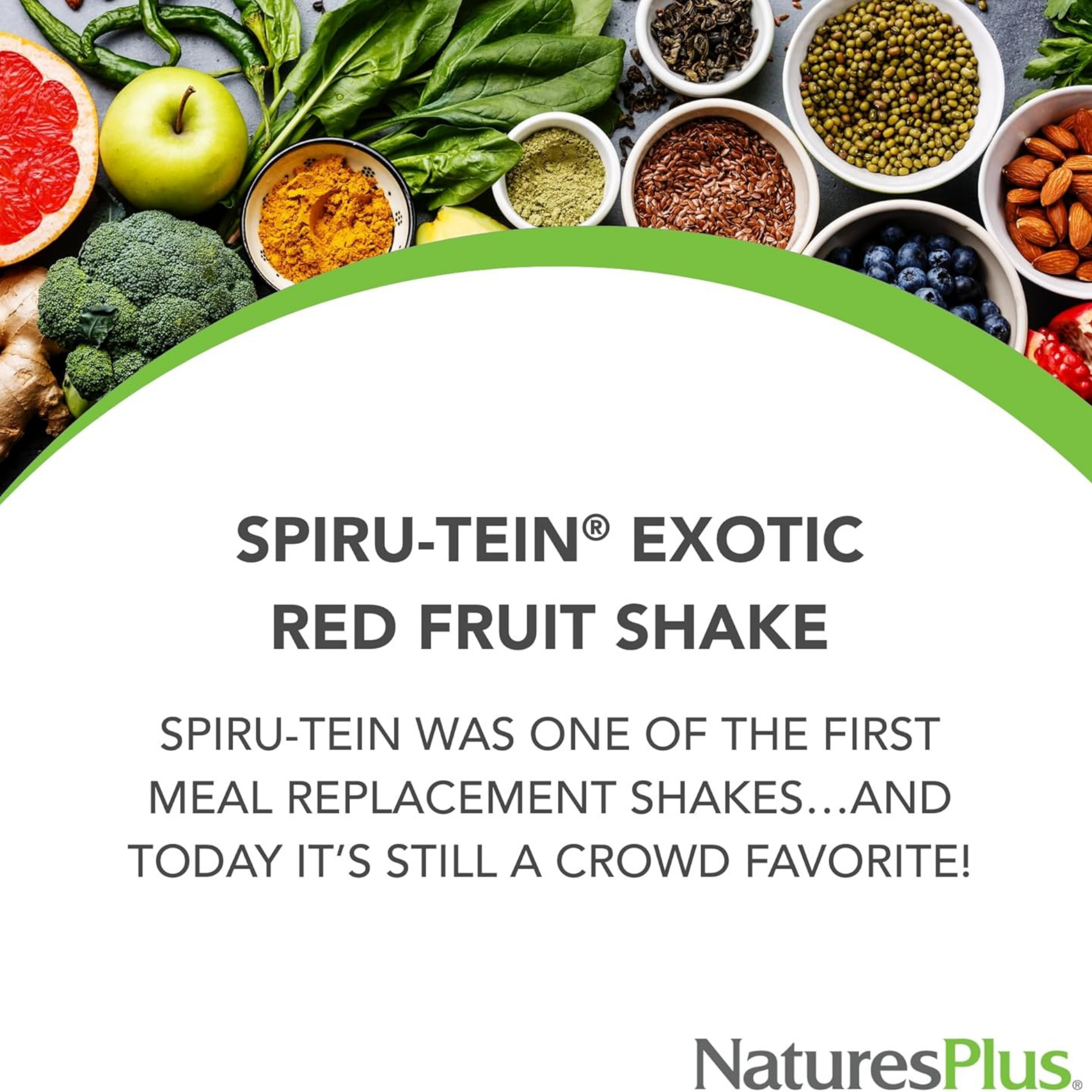 NaturesPlus, Spiru-Tein, Protein Powder Meal, Exotic Red Fruit, 1.1 Lbs