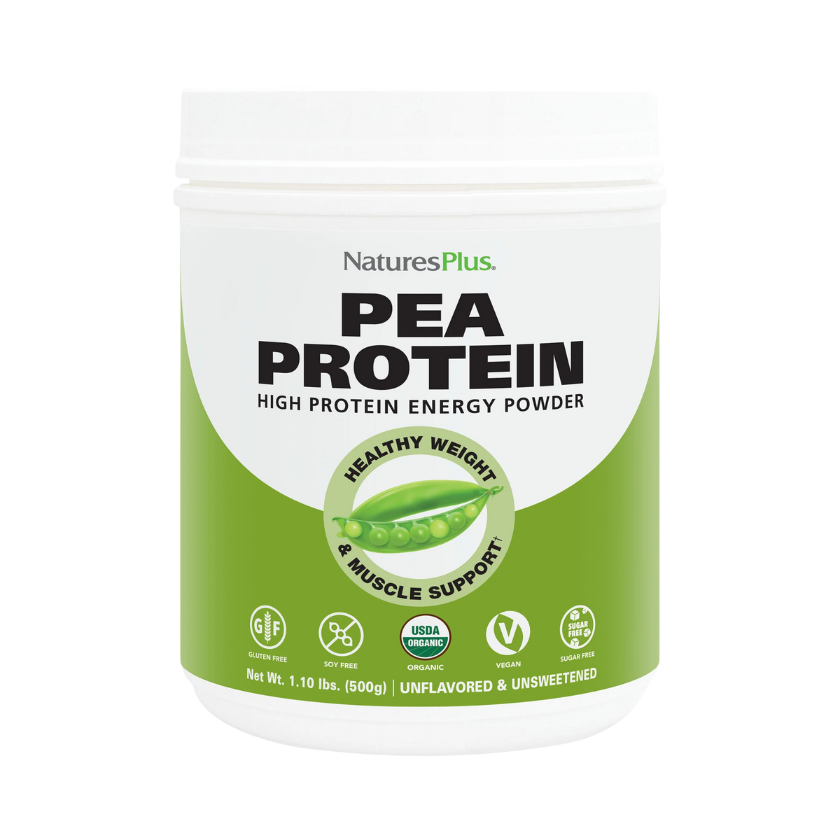 NaturesPlus, Organic Pea Protein Powder, Unflavored, 1.10 Lbs