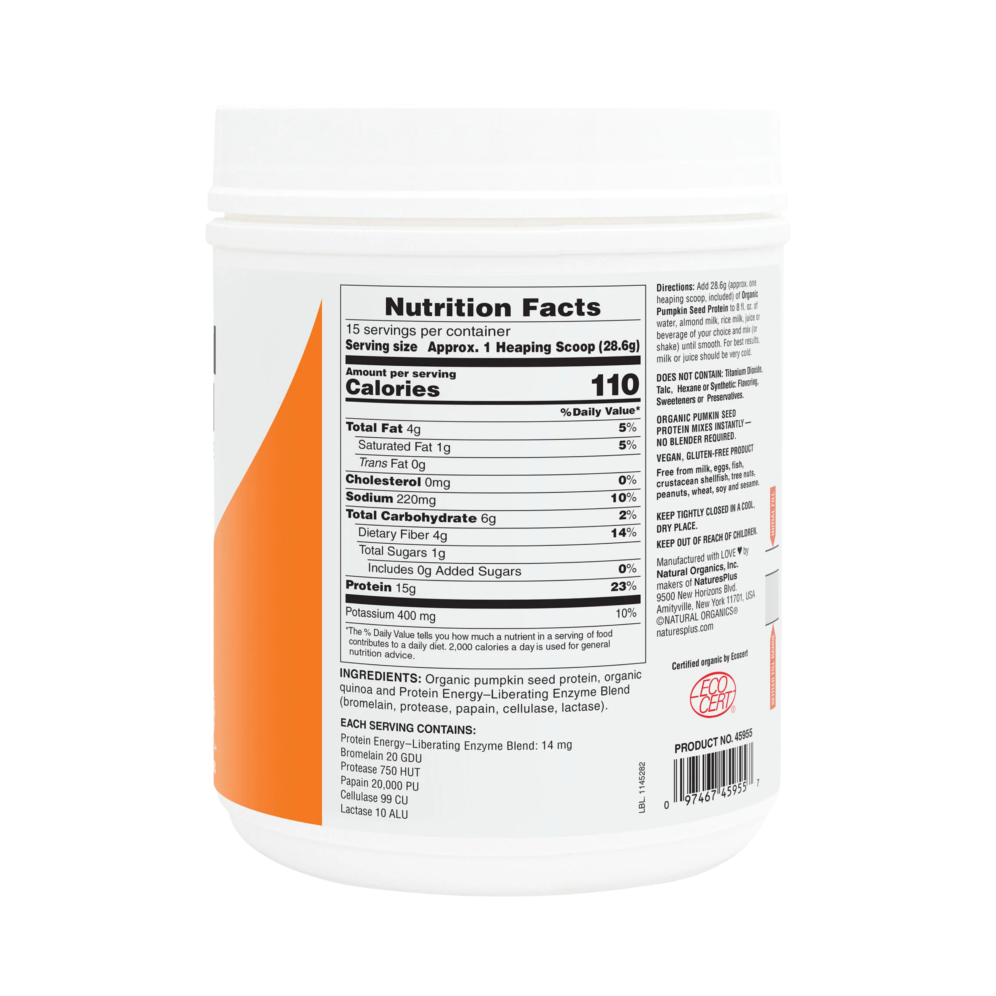 NaturesPlus, Pumpkin Seed Protein, 0.95 Lb Powder