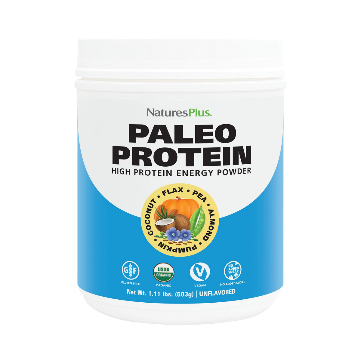 NaturesPlus, Paleo Protein Powder, Unflavored , 1.11 Lbs