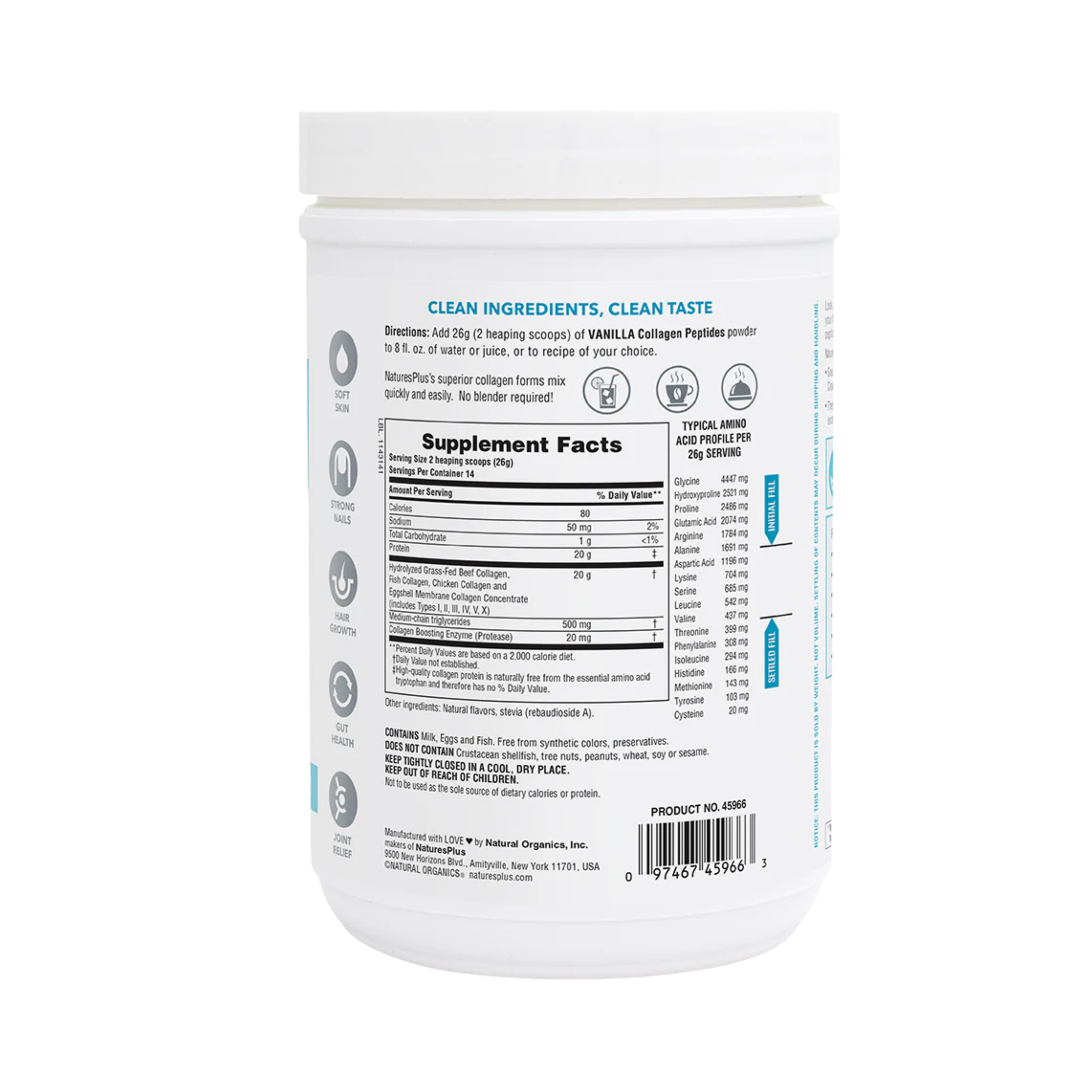 NaturesPlus, Collagen Peptides, Vanilla, 0.8 Lb