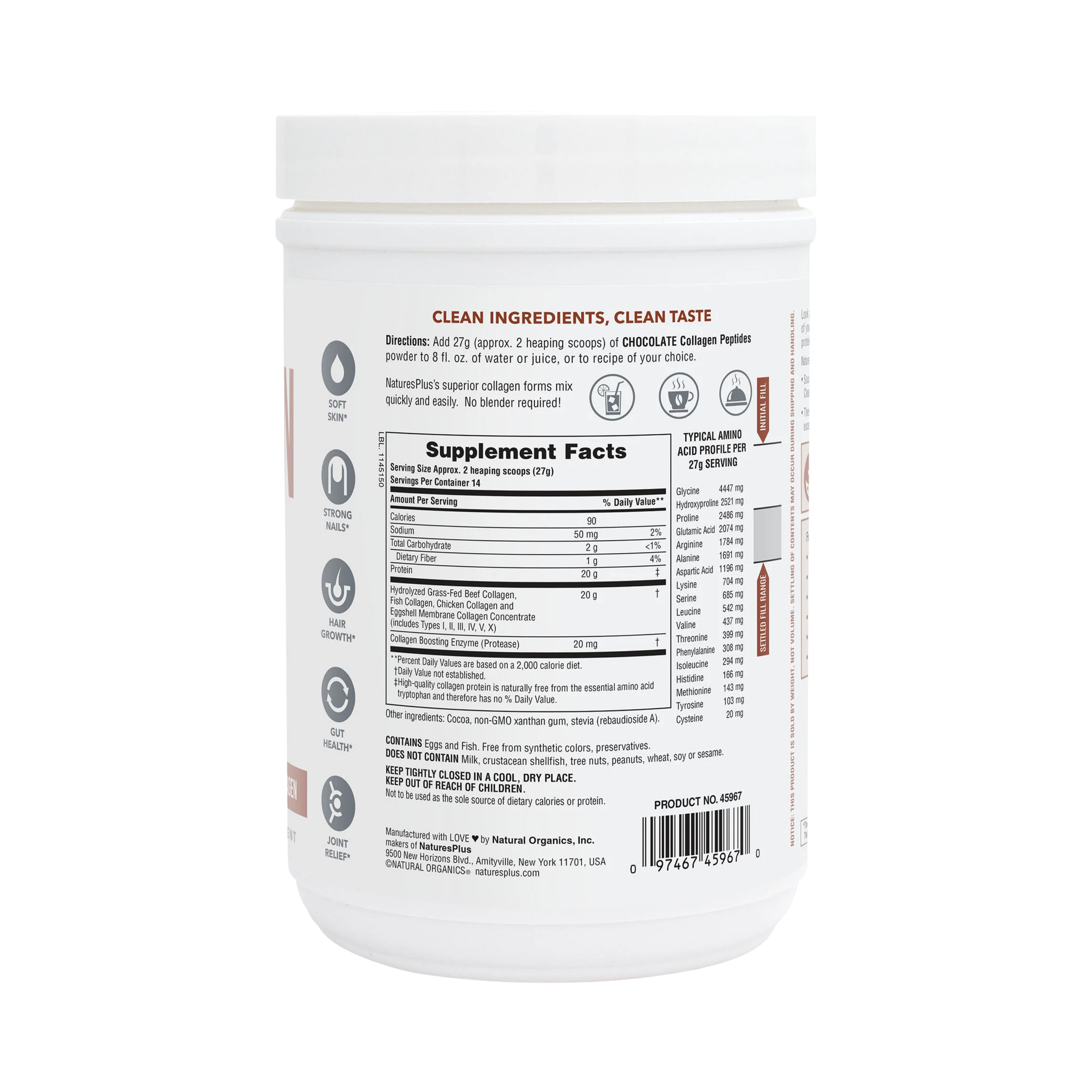 NaturesPlus, Collagen Peptides, Chocolate, 0.83 Lb