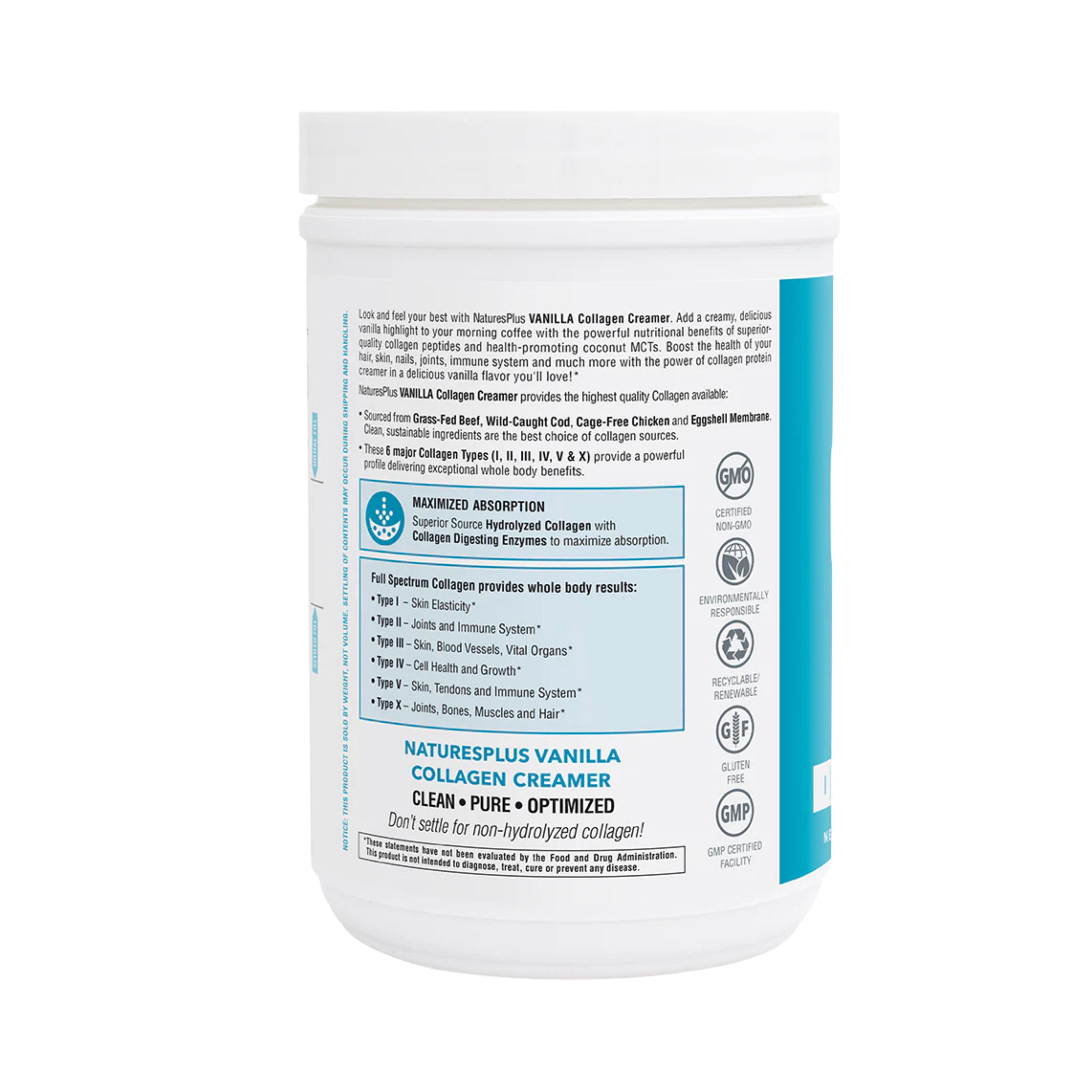 NaturesPlus, Collagen Creamer, Vanilla, 0.66 Lb