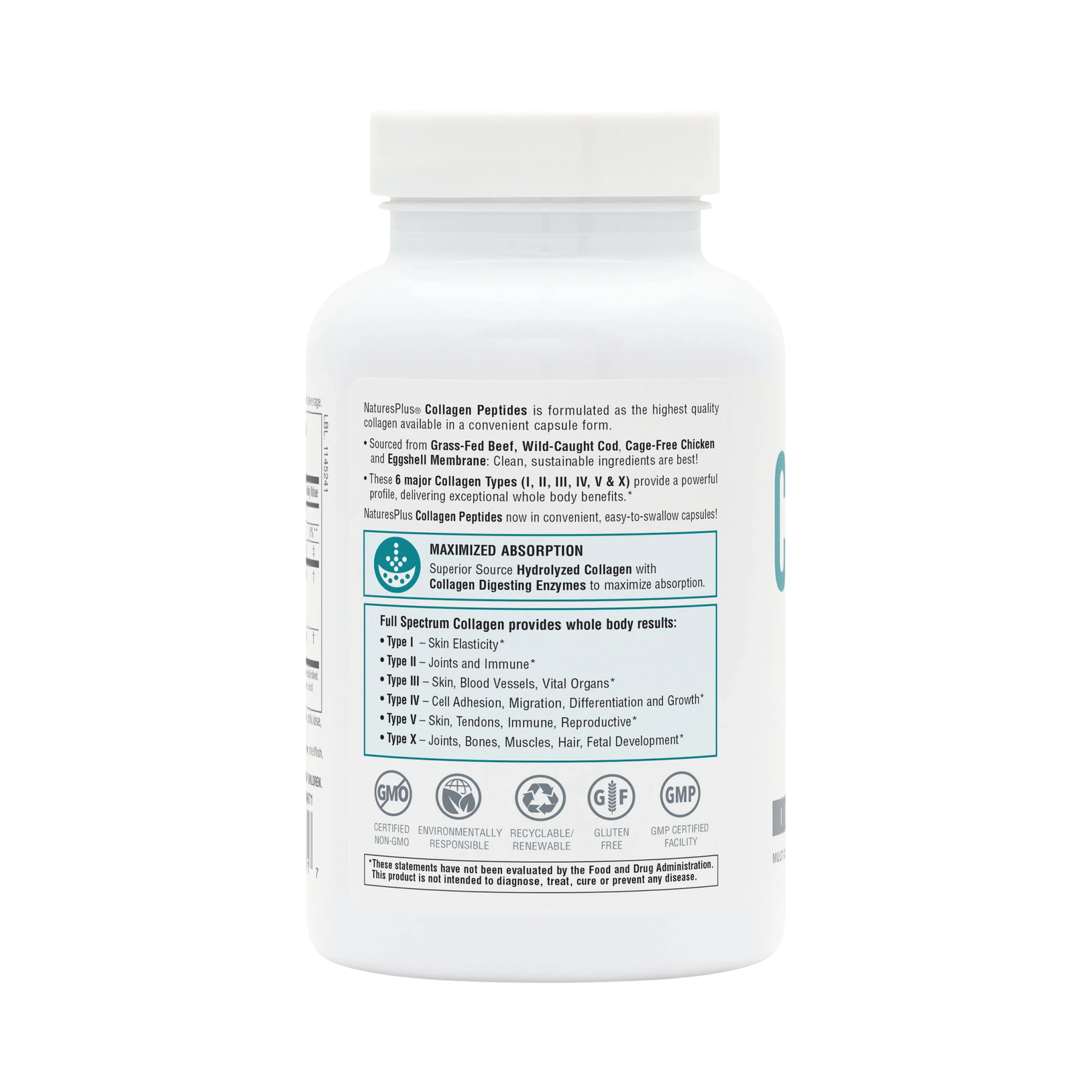 NaturesPlus, Collagen Peptides, 120 Capsules