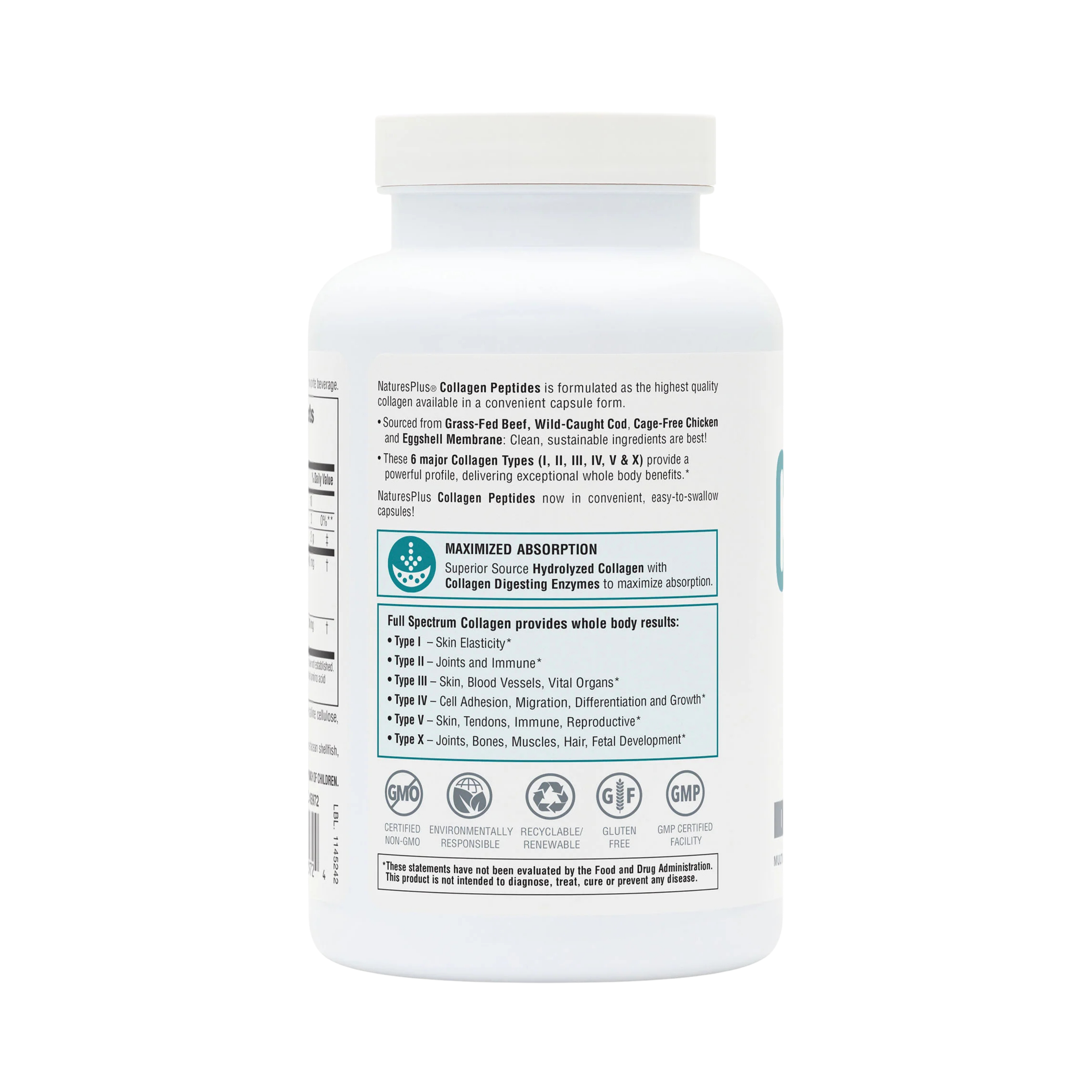 NaturesPlus, Collagen Peptides, 240 Capsules