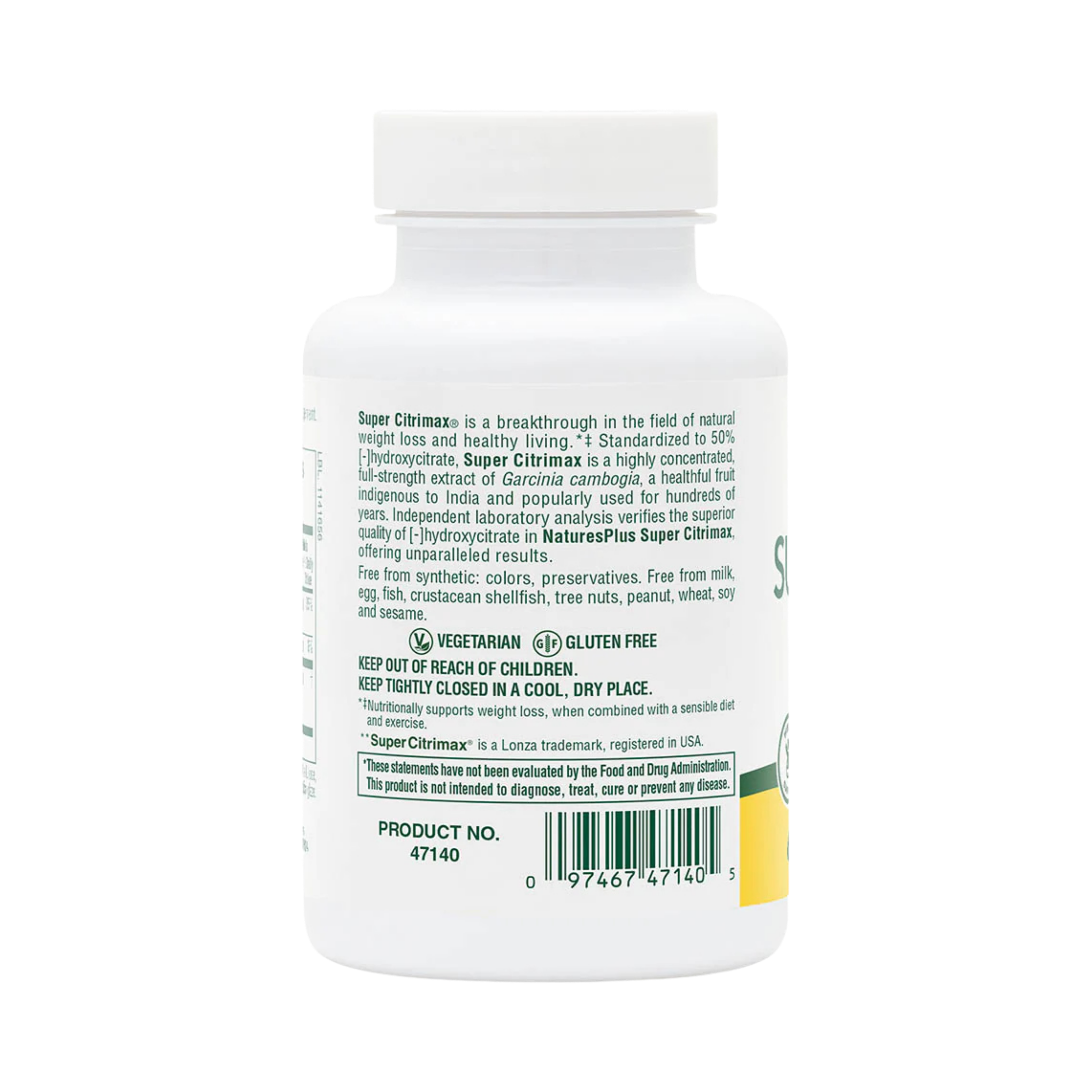 NaturesPlus, Garcinia Cambogia Super Citrimax, 1,000 Mg, 60 Tablets