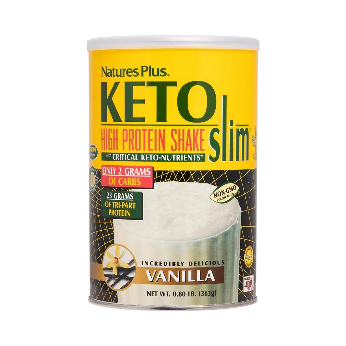 NaturesPlus, Keto Slim, High Protein Shake, Vanilla, 0.8 Lb
