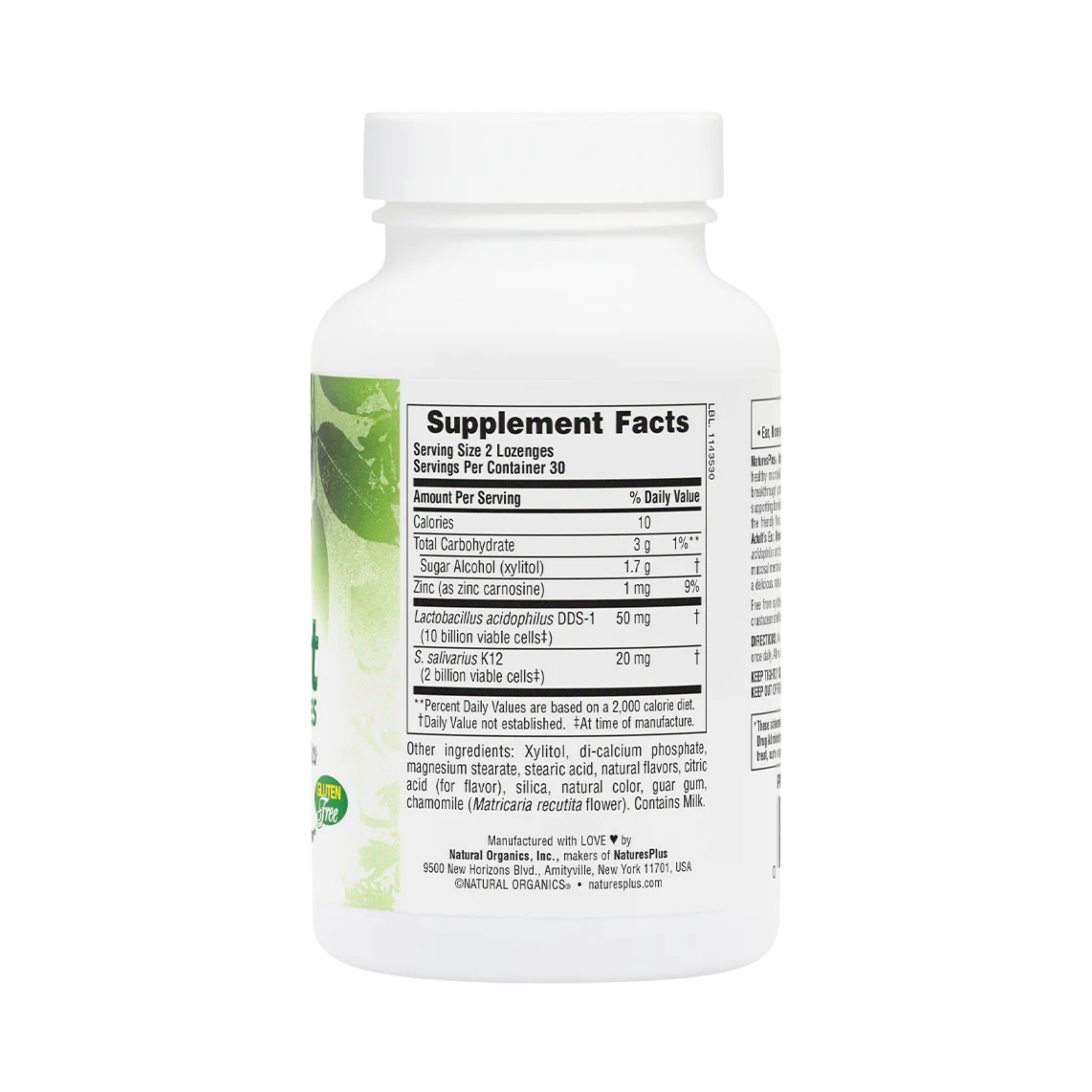 NaturesPlus, Adult's Ear, Nose & Throat Lozenges with K12 Probiotics, Natural Tropical Cherry-Berry, 60 Lozenges