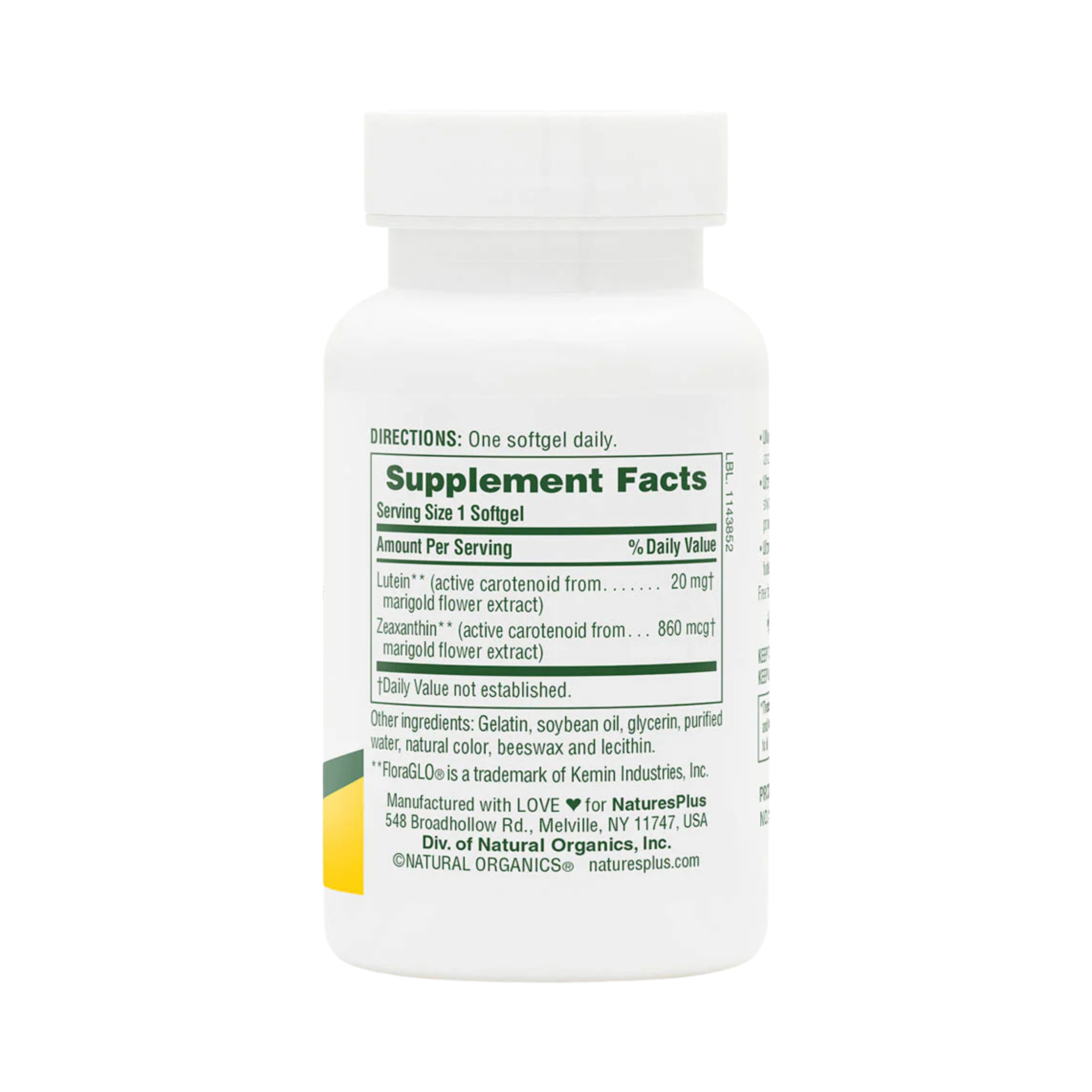 NaturesPlus, Ultra Lutein with Zeaxanthin, 20 Mg, 60 Softgels