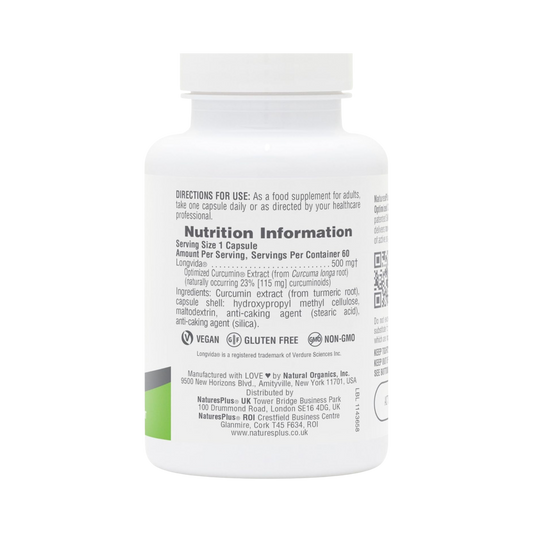 NaturesPlus, Pro Longvida, Curcumin, 500 Mg, 60 Capsules