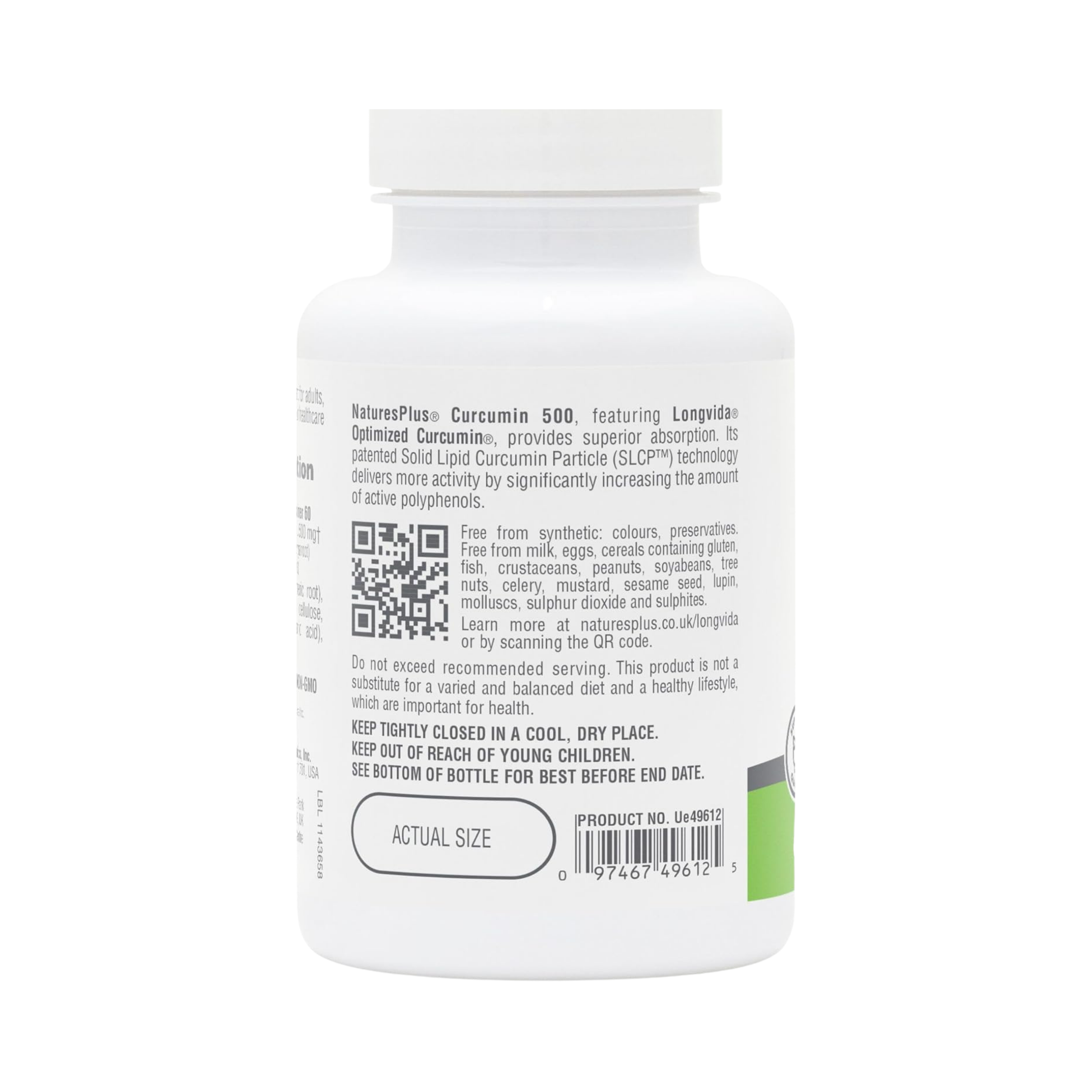 NaturesPlus, Pro Longvida, Curcumin, 500 Mg, 60 Capsules
