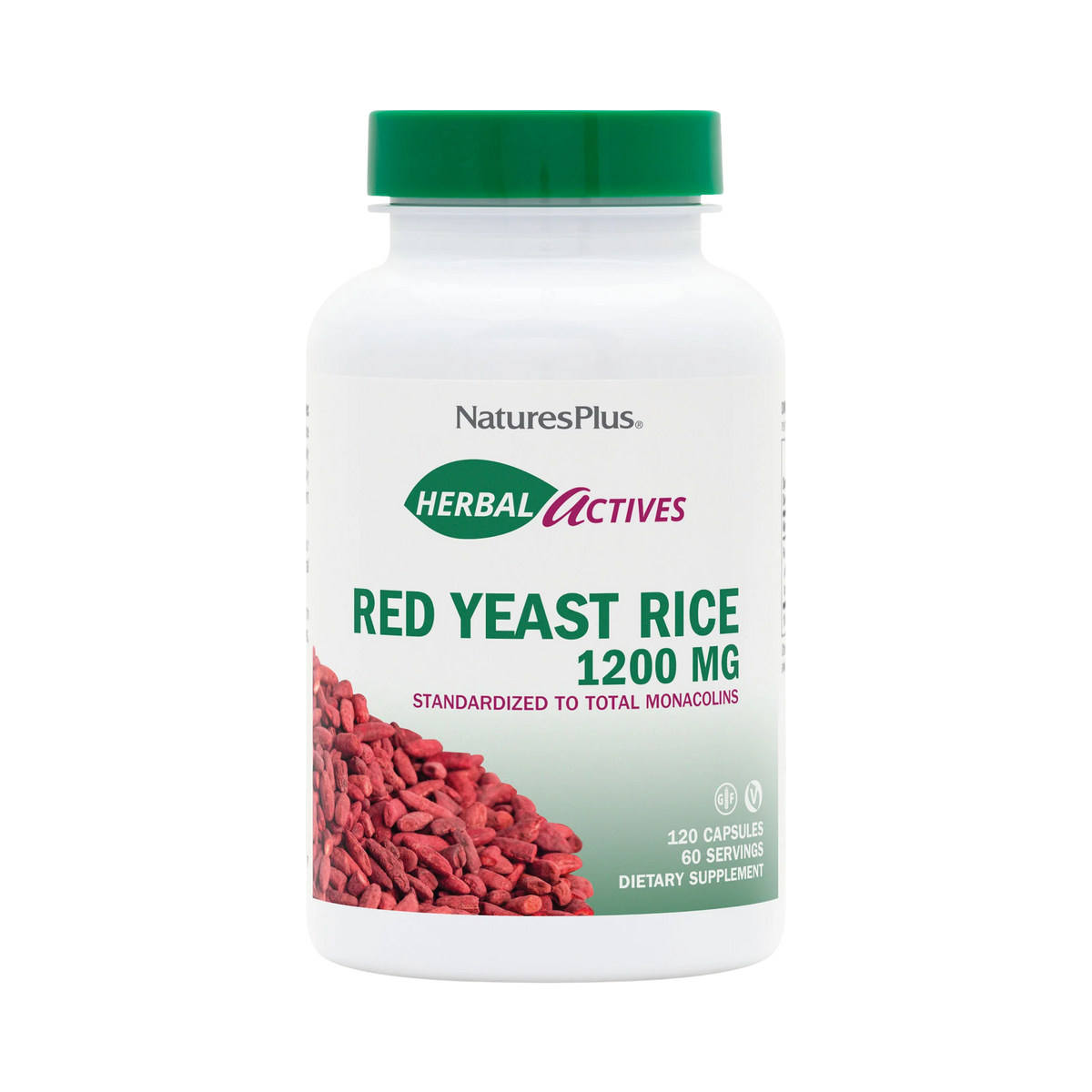 NaturesPlus, Herbal Actives Red Yeast Rice, 1200 Mg, 120 Vegan Capsules