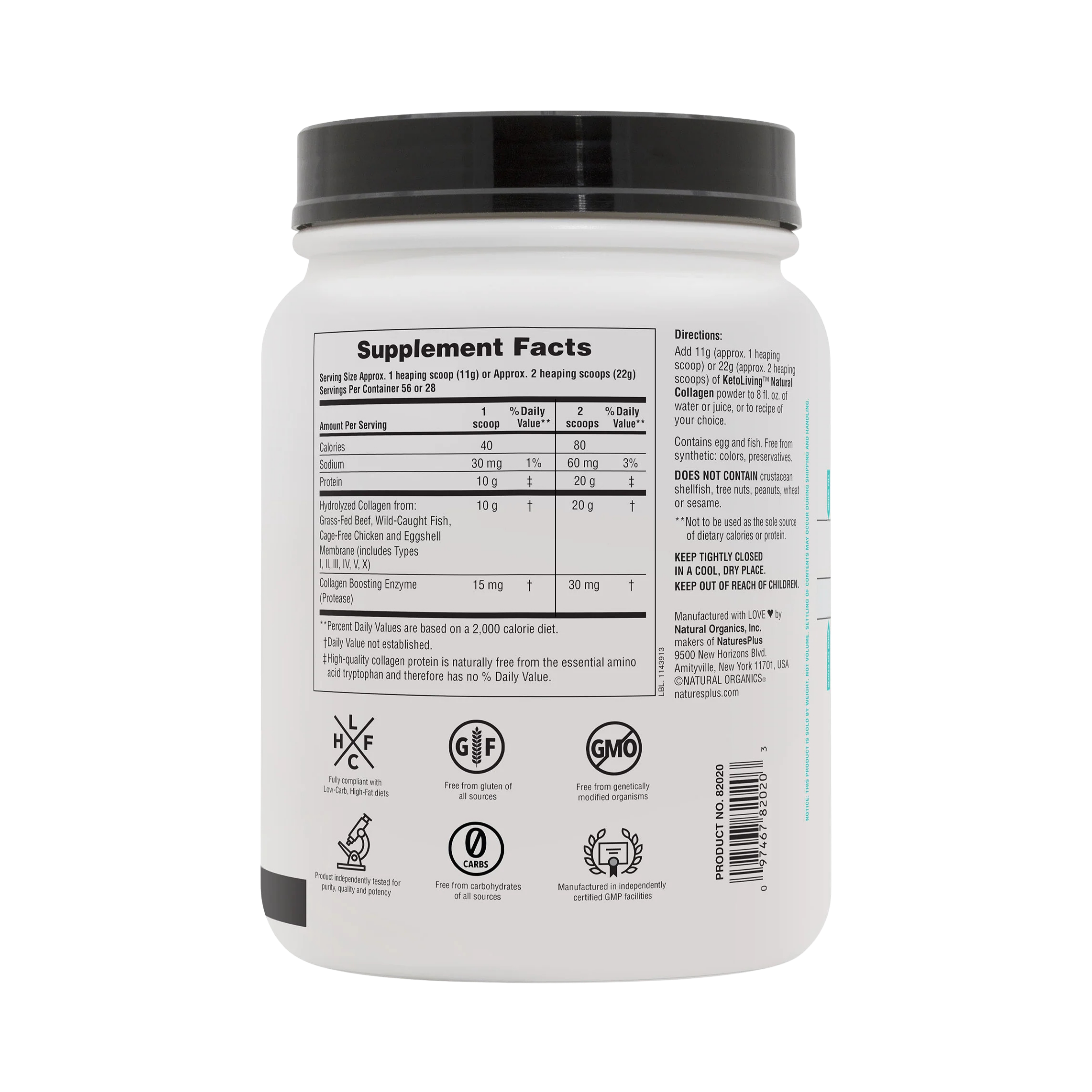 NaturesPlus, KetoLiving, Natural Collagen, 1.36 Lbs