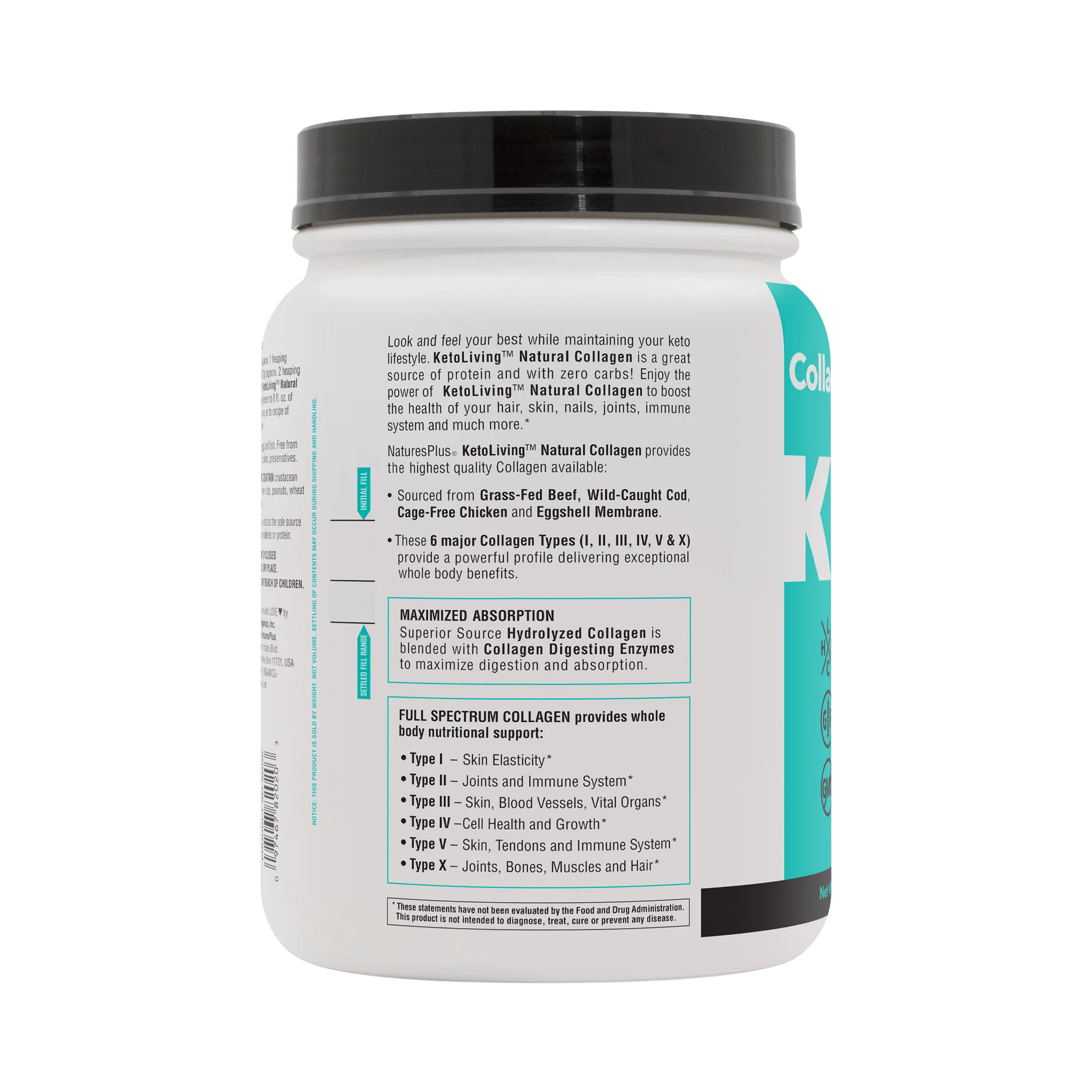 NaturesPlus, KetoLiving, Natural Collagen, 1.36 Lbs