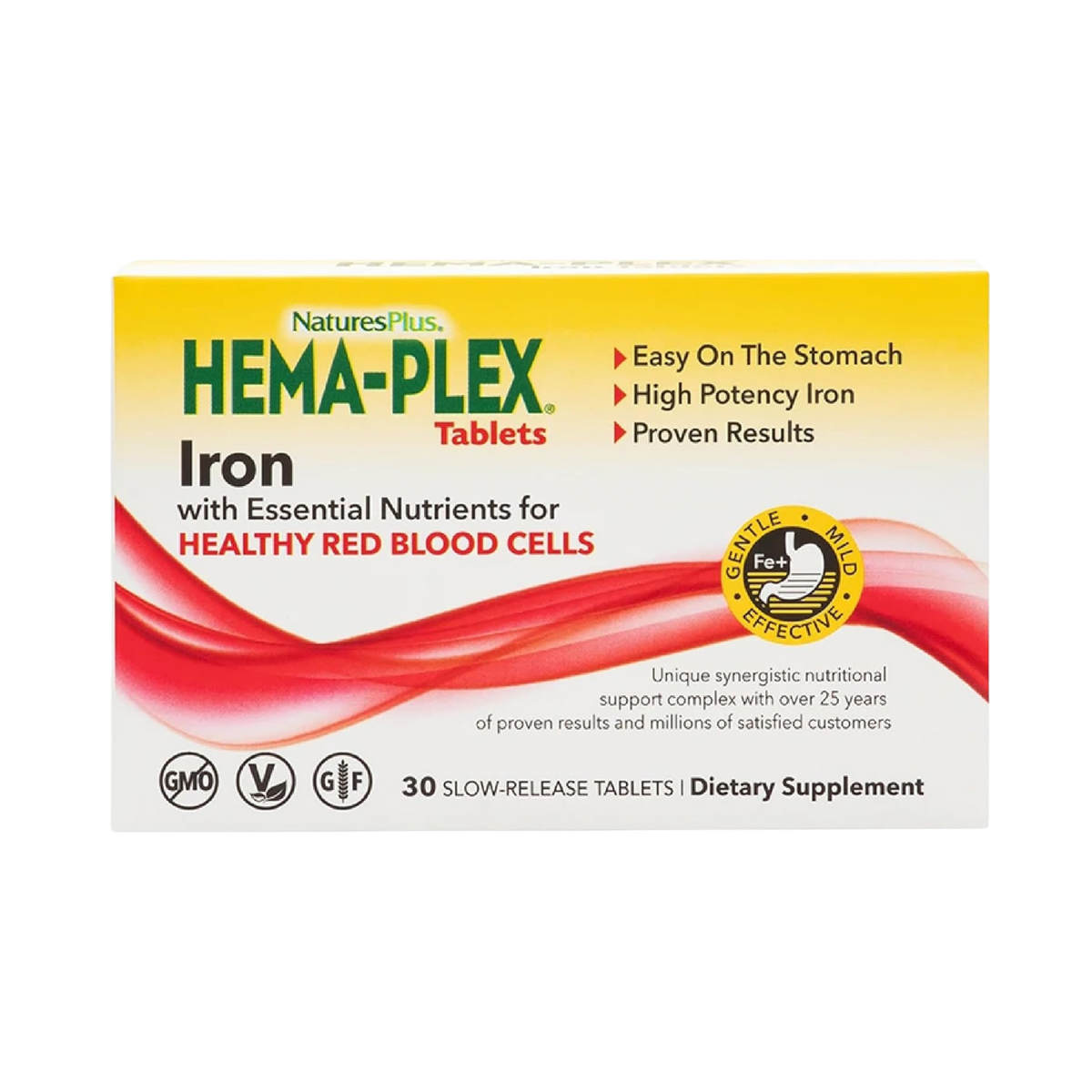 NaturesPlus Hema-Plex Iron, 85 Mg Chelated Iron, 30 Slow-Release Tablets